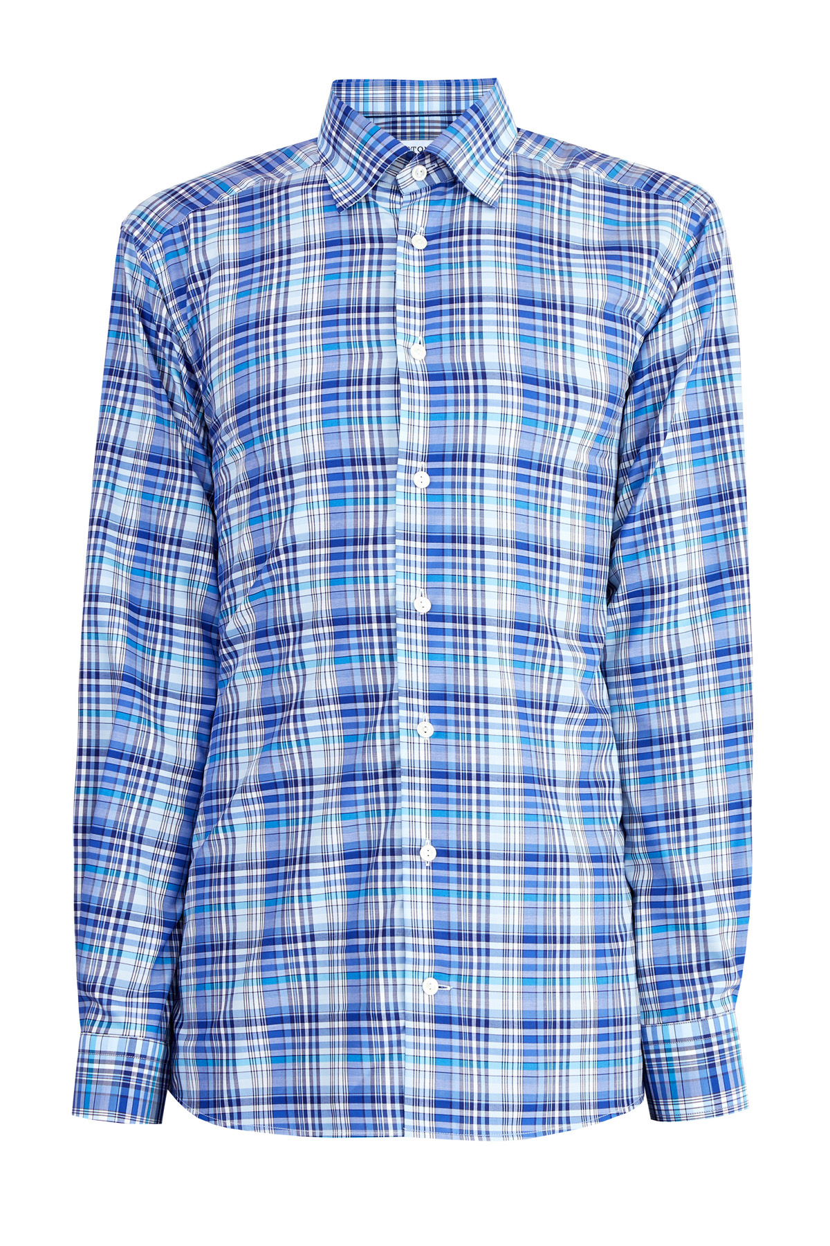 

Клетчатая рубашка из хлопка Fine Twill с воротником button-down, Синий, Клетчатая рубашка из хлопка Fine Twill с воротником button-down