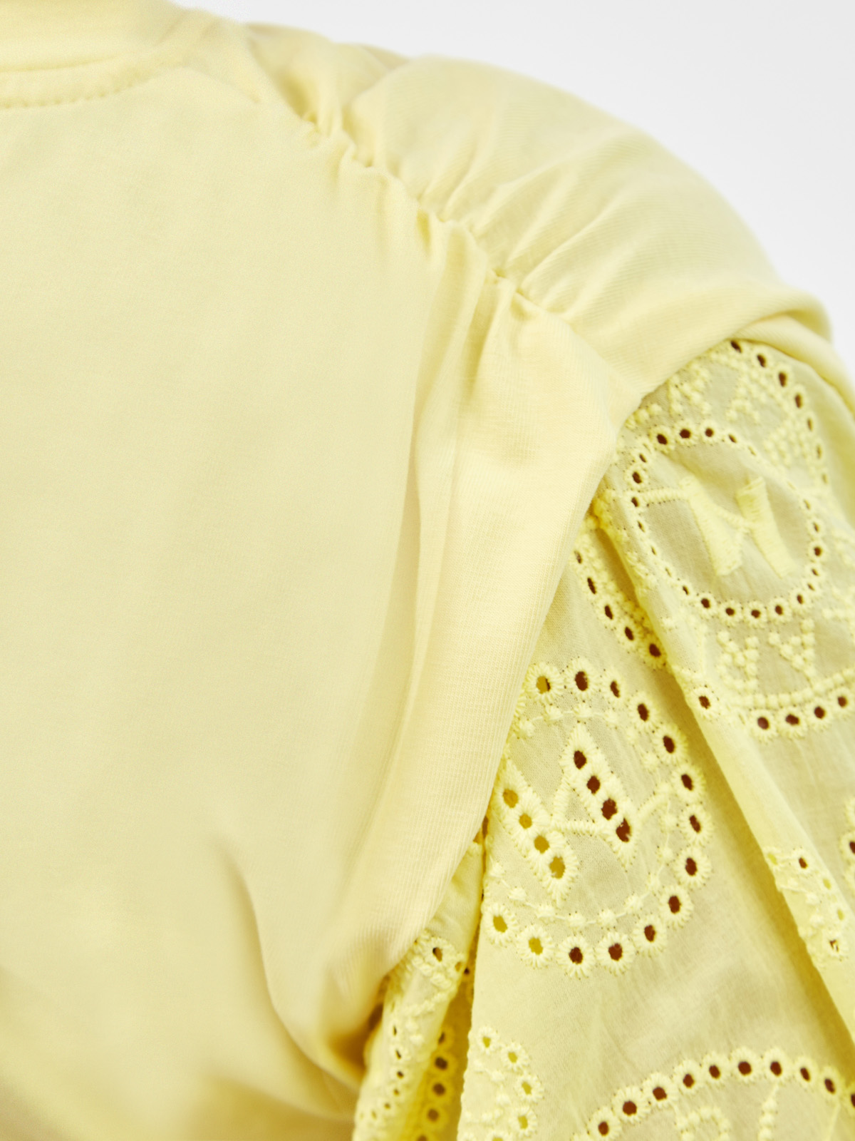 Приталенный топ из хлопка с вышивкой broderie anglaise KARL LAGERFELD, цвет желтый, размер XS;M;S - фото 5