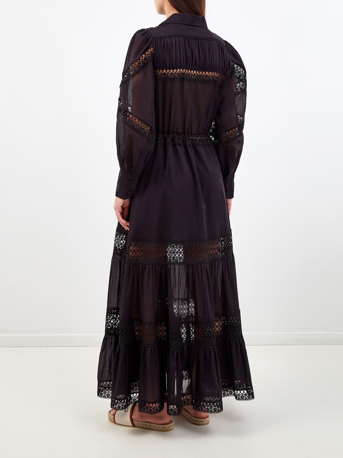 Длинное платье-рубашка Ileana с ажурной вышивкой CHARO RUIZ IBIZA, цвет черный, размер S;M;L;XL - фото 4