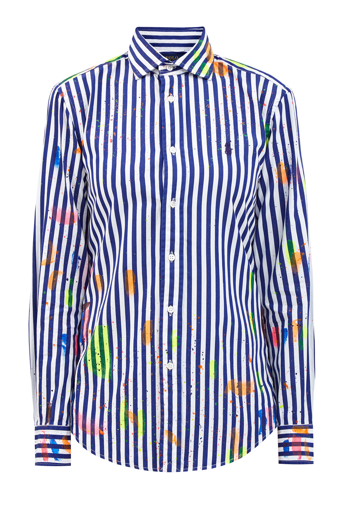 Рубашка из хлопка с нанесенным вручную фактурным принтом POLO RALPH LAUREN, цвет синий, размер M;L;XL