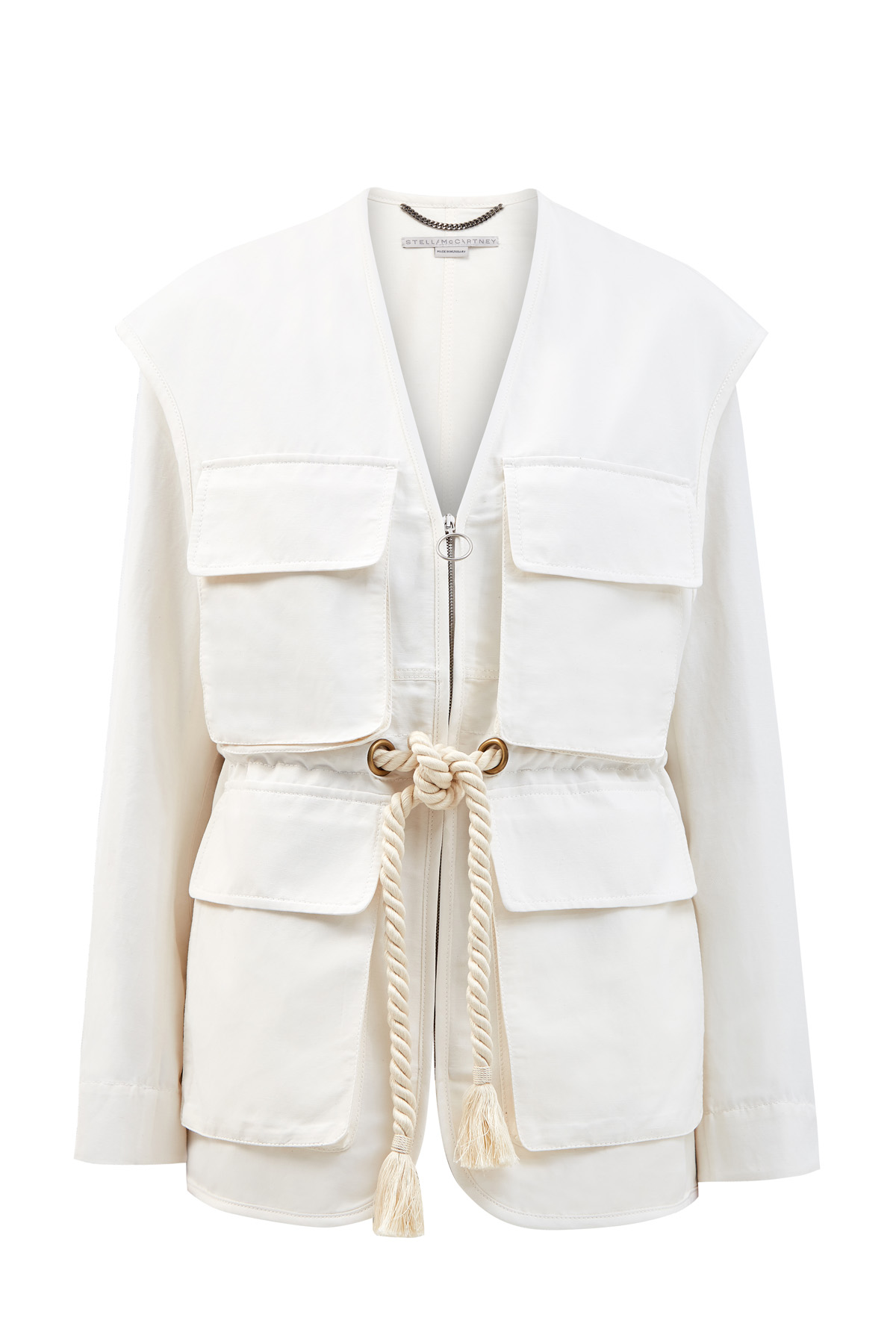 Хлопковая куртка Ania Compact с накладными карманами STELLA McCARTNEY белого цвета