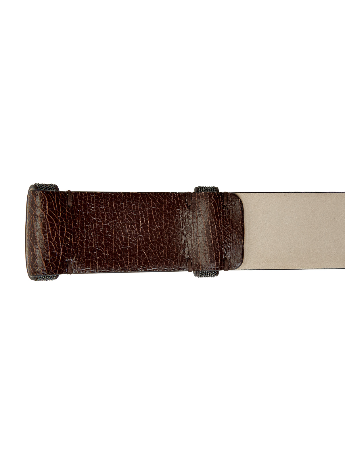 Ремень ручной работы из телячьей кожи Crack BRUNELLO CUCINELLI, цвет коричневый, размер 40;42;44 - фото 3