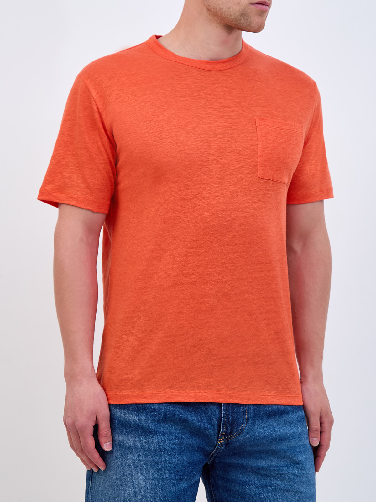 Льняная футболка с вышитым логотипом и накладным карманом MC2 SAINT BARTH, цвет красный, размер M;L;XL;2XL;3XL - фото 3