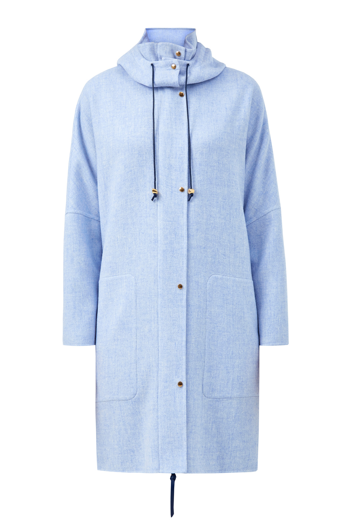 Пальто из шерсти и кашемира с отделкой из кожи AGNONA, цвет голубой, размер 42;44 - фото 1