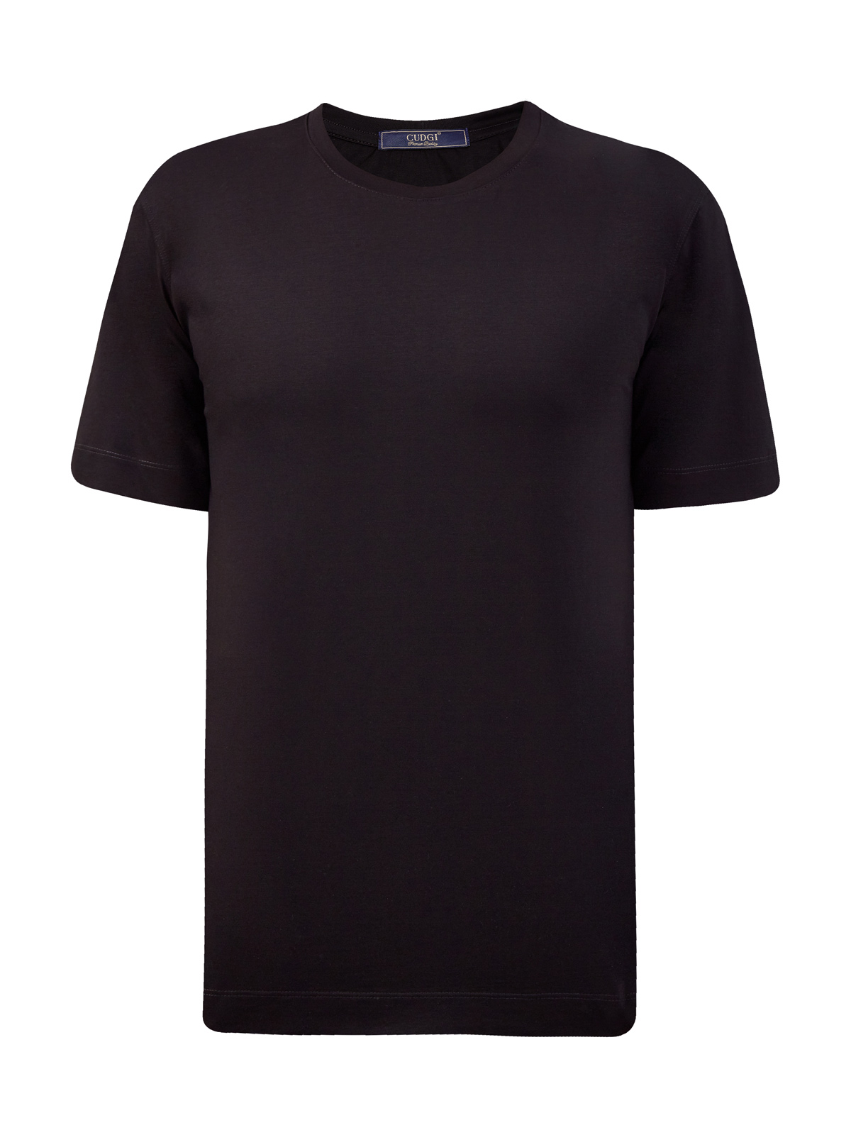 Однотонная футболка из гладкого хлопка джерси CUDGI, цвет черный, размер 50;54;56 - фото 1