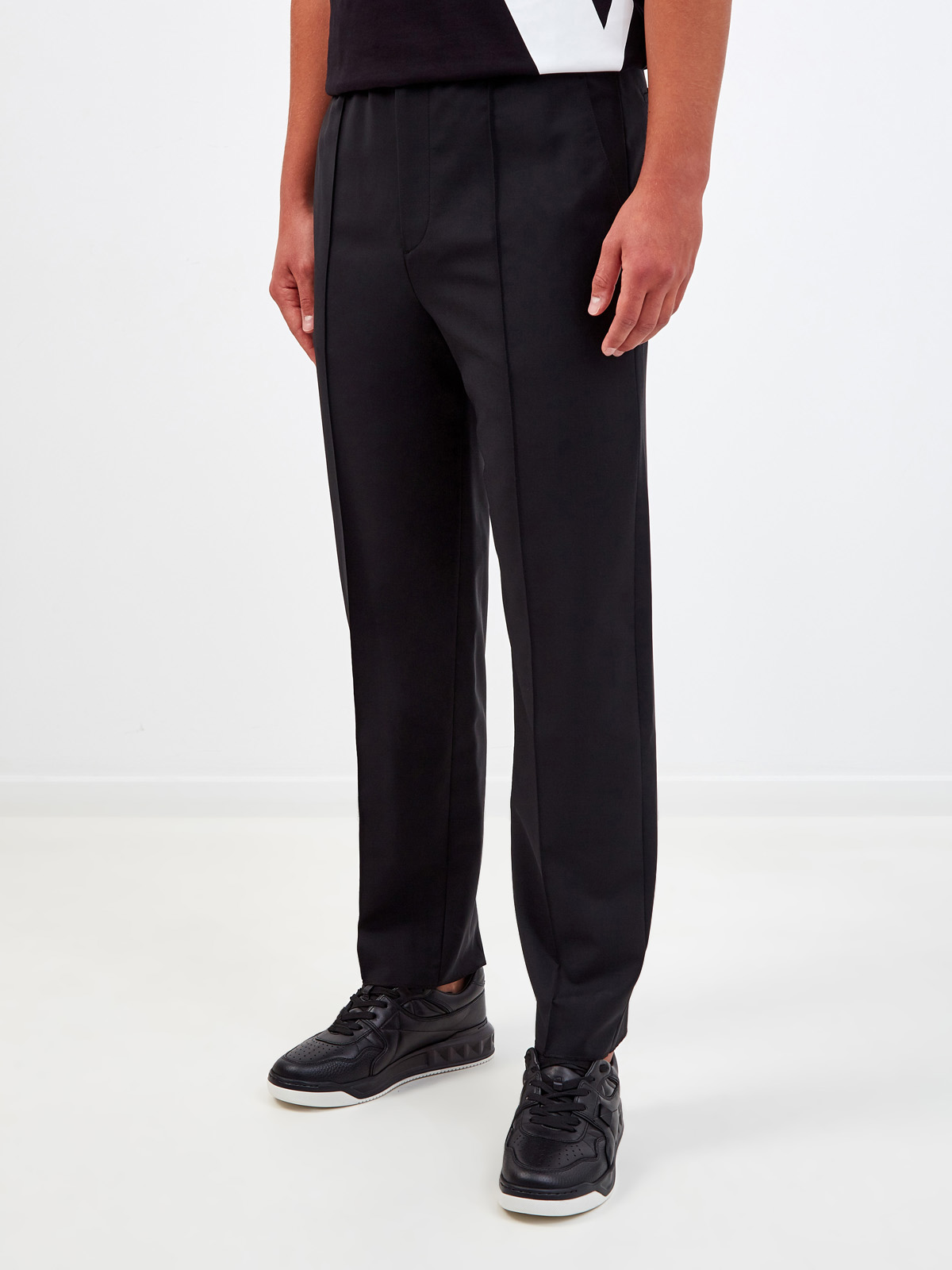 Прямые брюки в стиле smart casual  из шерсти и мохера VALENTINO, цвет черный, размер 48;50;52;46 - фото 3