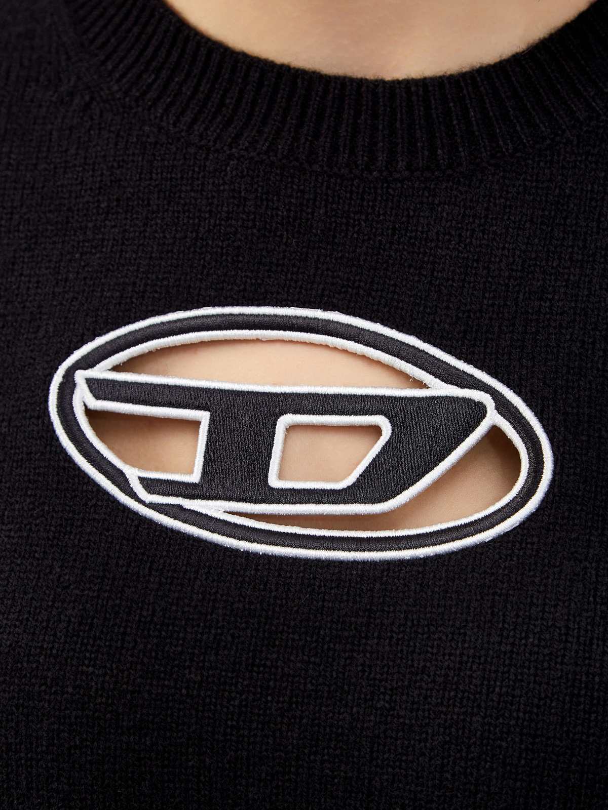 Джемпер из шерсти и кашемира с контрастным логотипом Oval D DIESEL, цвет черный, размер M;L - фото 5
