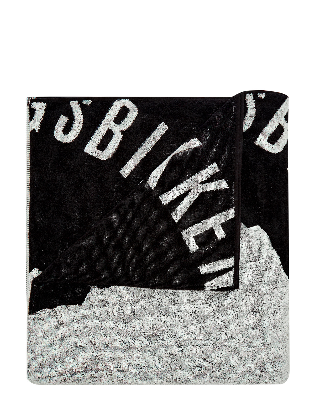 Пляжное полотенце из мягкого хлопка с макро-принтом BIKKEMBERGS, цвет черный, размер 44 - фото 2
