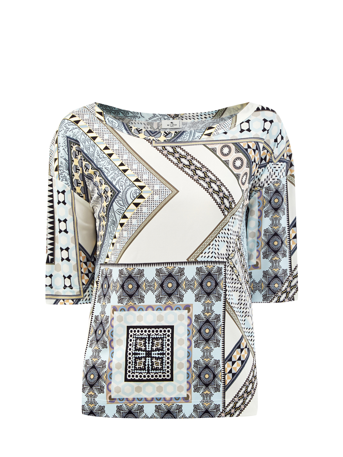 Блуза из гладкой вискозы с геометрическим паттерном ETRO, цвет мульти, размер 42;44;40