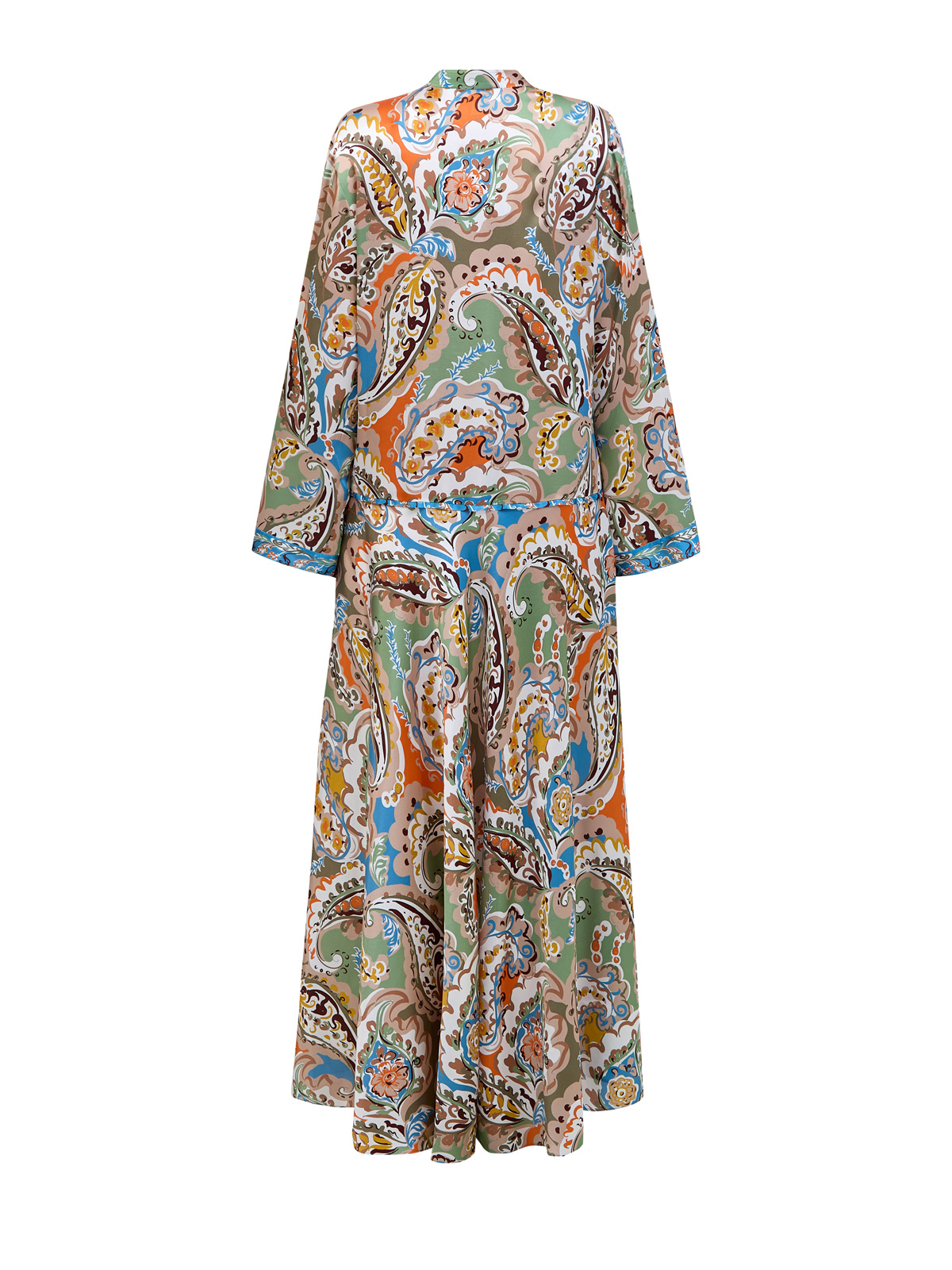 Платье-макси из струящегося шелка с завязками и принтом пейсли RE VERA, цвет мульти, размер L;XL;2XL - фото 2