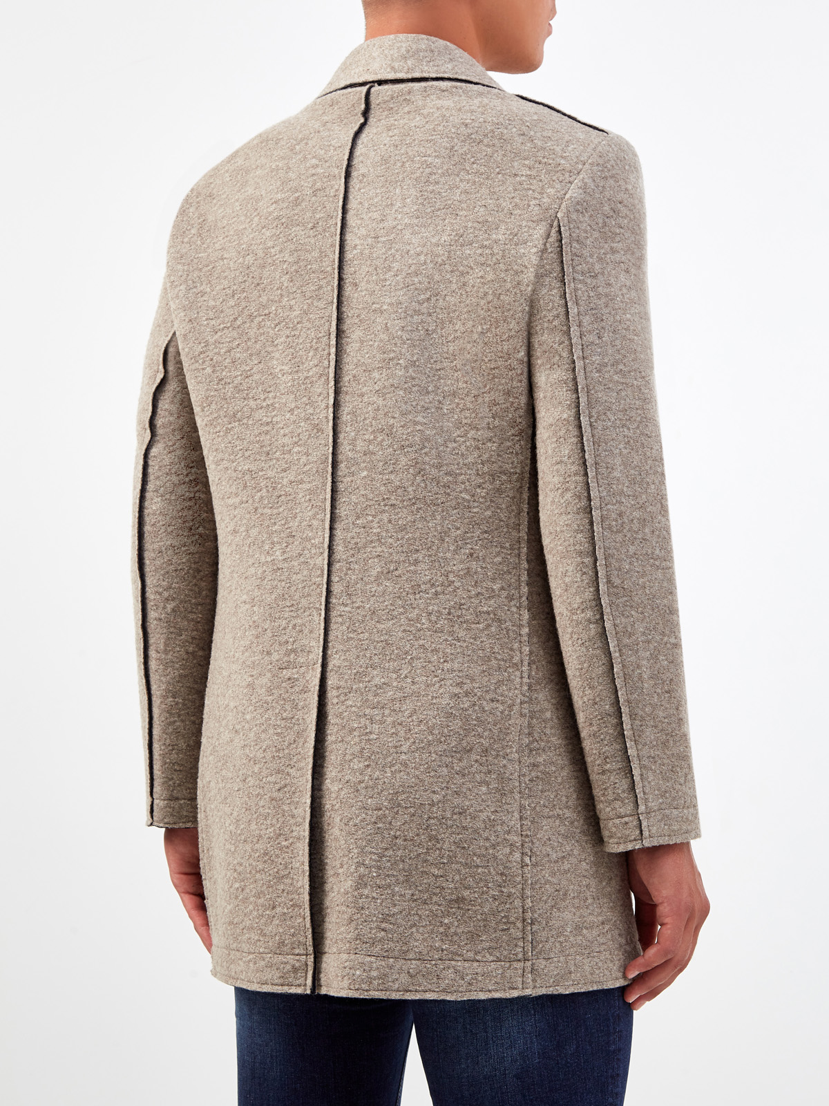 Однобортное пальто из меланжевой шерсти с фактурными швами CUDGI, цвет бежевый, размер 48;50;52;54;56 - фото 4