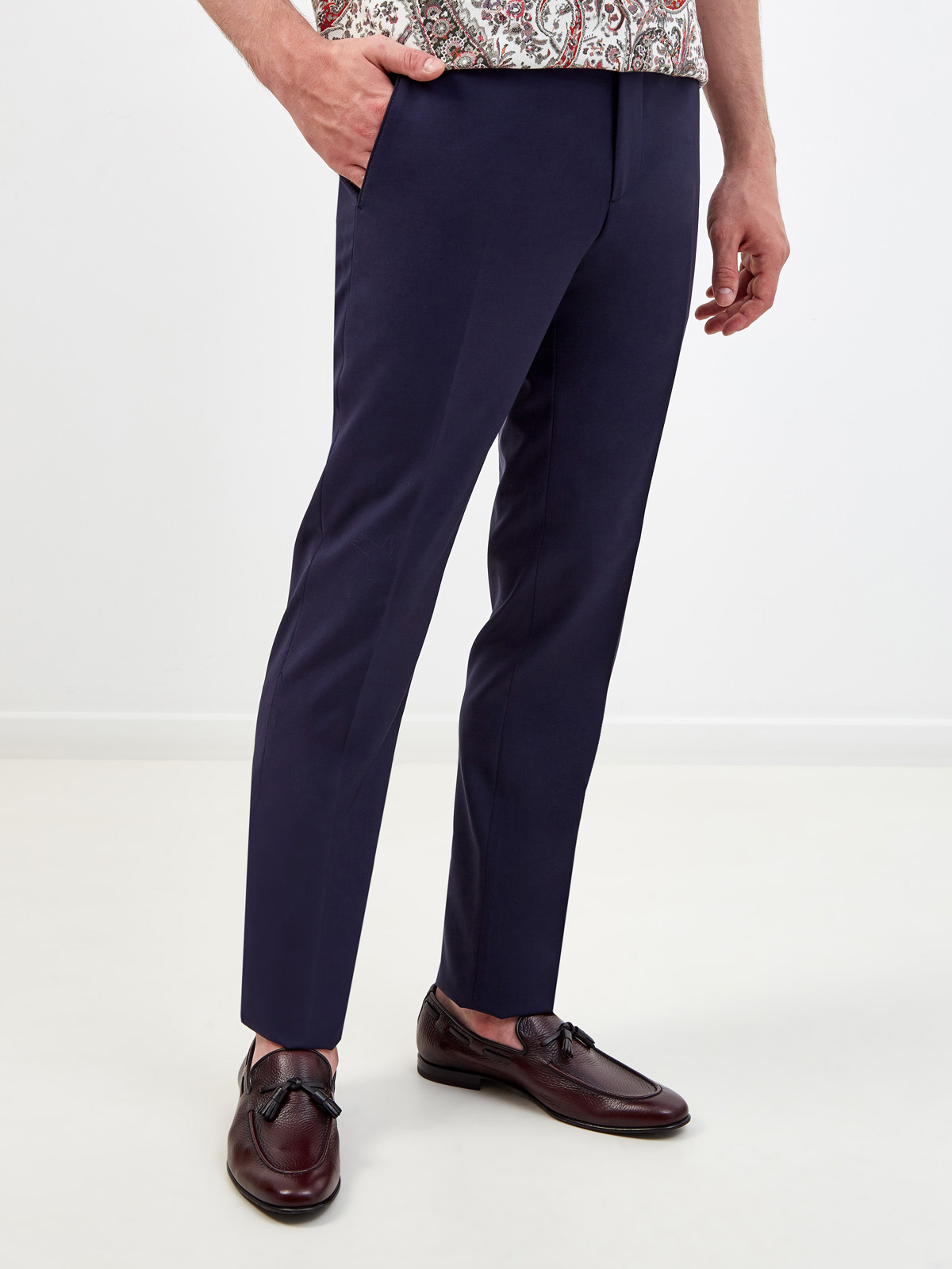 Классические брюки из гладкой костюмной ткани ETRO, цвет синий, размер 44;48;50;54;56;46 - фото 3
