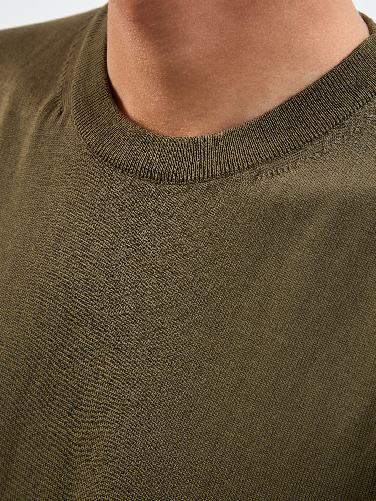 Джемпер из хлопковой пряжи с отделкой английской вязки CANALI, цвет зеленый, размер 48;50;52;54;56;58;60 - фото 5