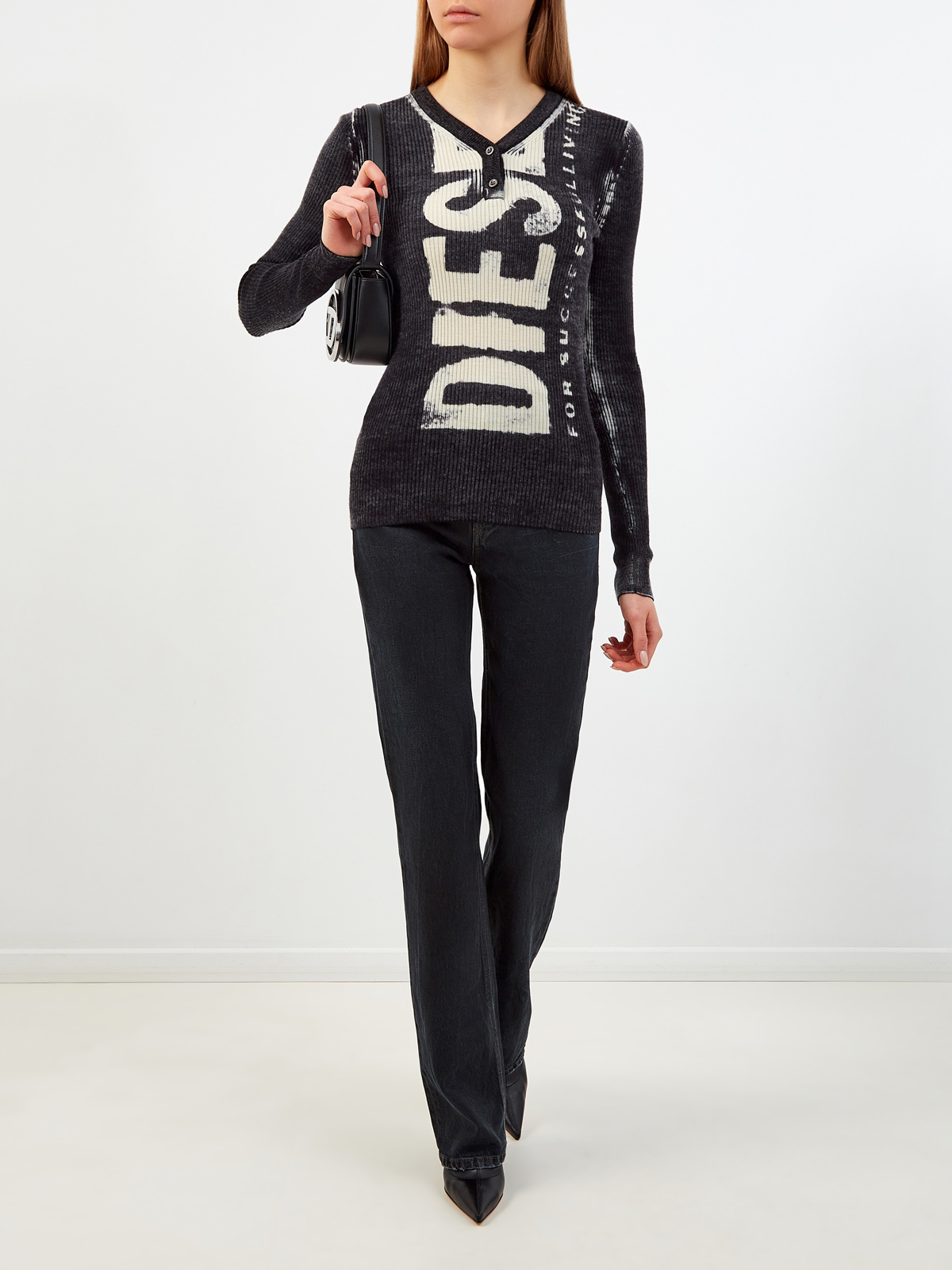 Пуловер M-Arita из тонкой эластичной шерсти с макро-принтом DIESEL, цвет серый, размер L - фото 2