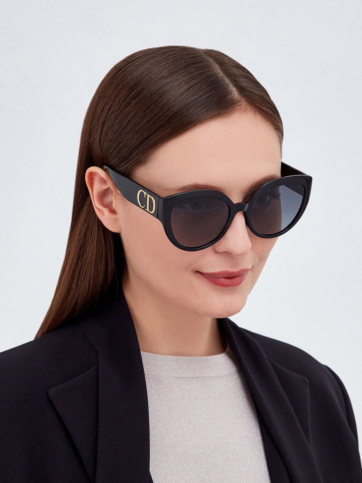 Очки DDior с логотипом на дужках DIOR (sunglasses) women, цвет черный, размер M - фото 2