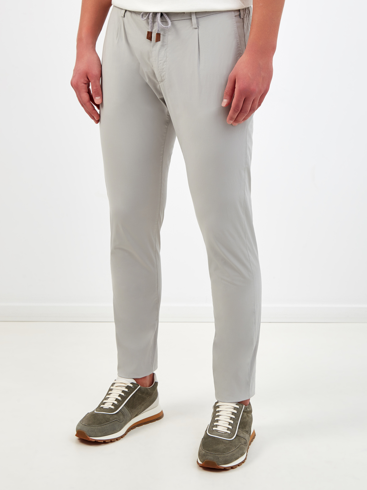 Хлопковые брюки с эластичным поясом на кулиске ELEVENTY, цвет серый, размер 46;50;52;54;58 - фото 3
