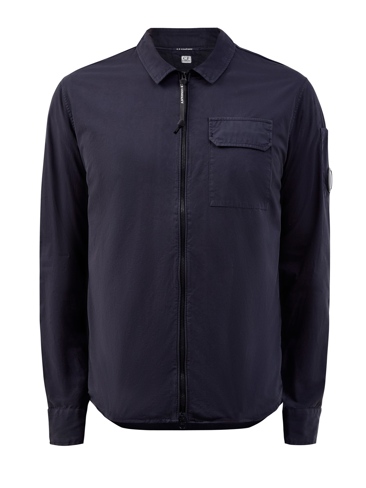 Рубашка-ветровка из хлопкового габардина с фирменной линзой C.P.COMPANY, цвет синий, размер M;L;2XL - фото 1