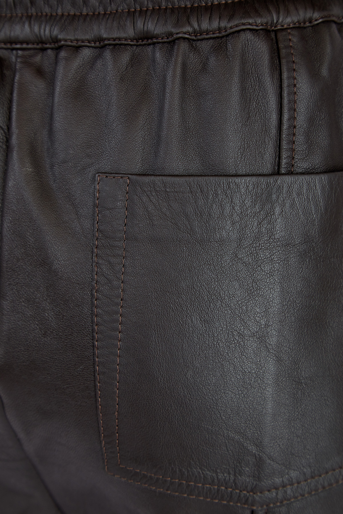 Брюки-джоггеры из кожи с фактурными швами и поясом на кулиске ELEVENTY, цвет коричневый, размер 40;42;44 - фото 6