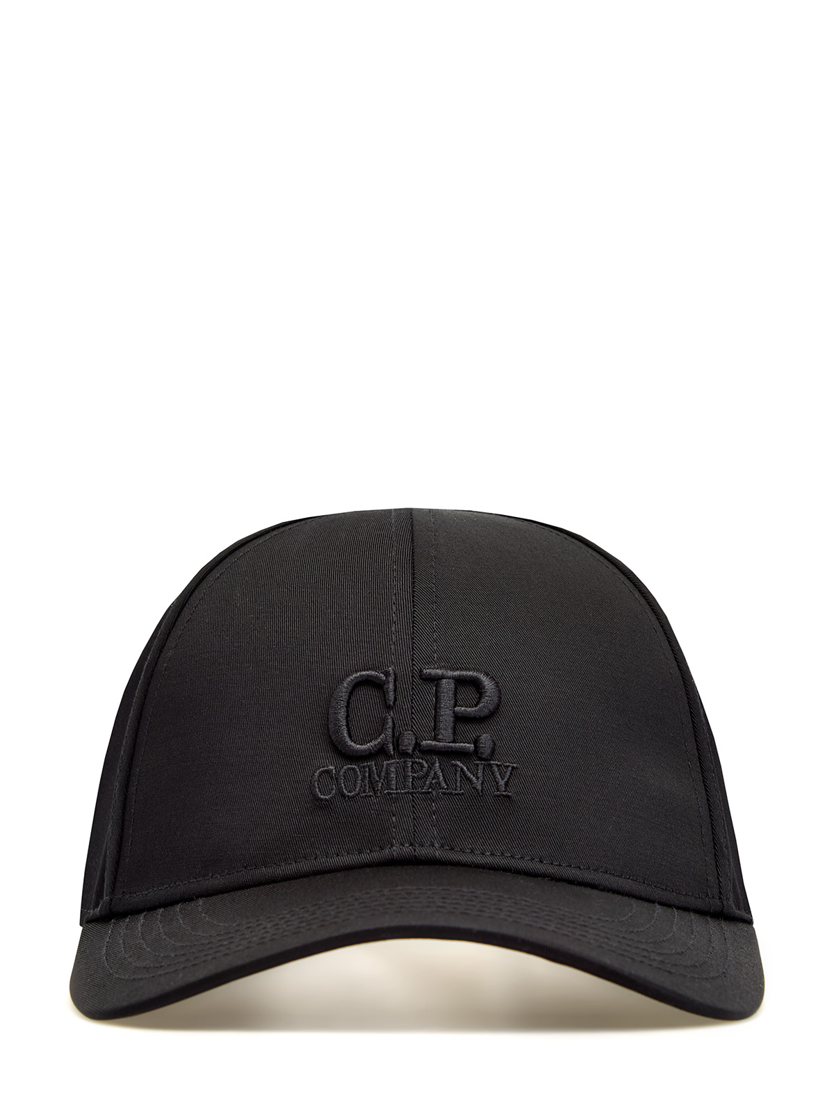 Бейсболка из хлопкового габардина с объемной вышивкой в тон C.P.COMPANY, цвет черный, размер 46;48;50;52;54