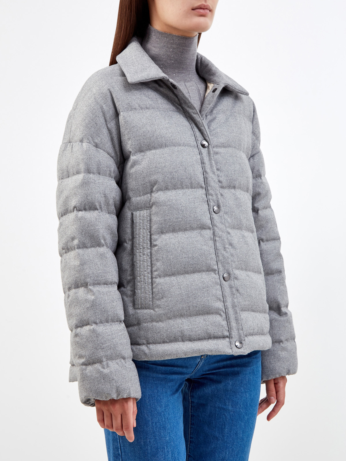 Куртка с утеплителем из гусиного пуха и цепочками Punto Luce PESERICO, цвет серый, размер 40;38;50 - фото 3