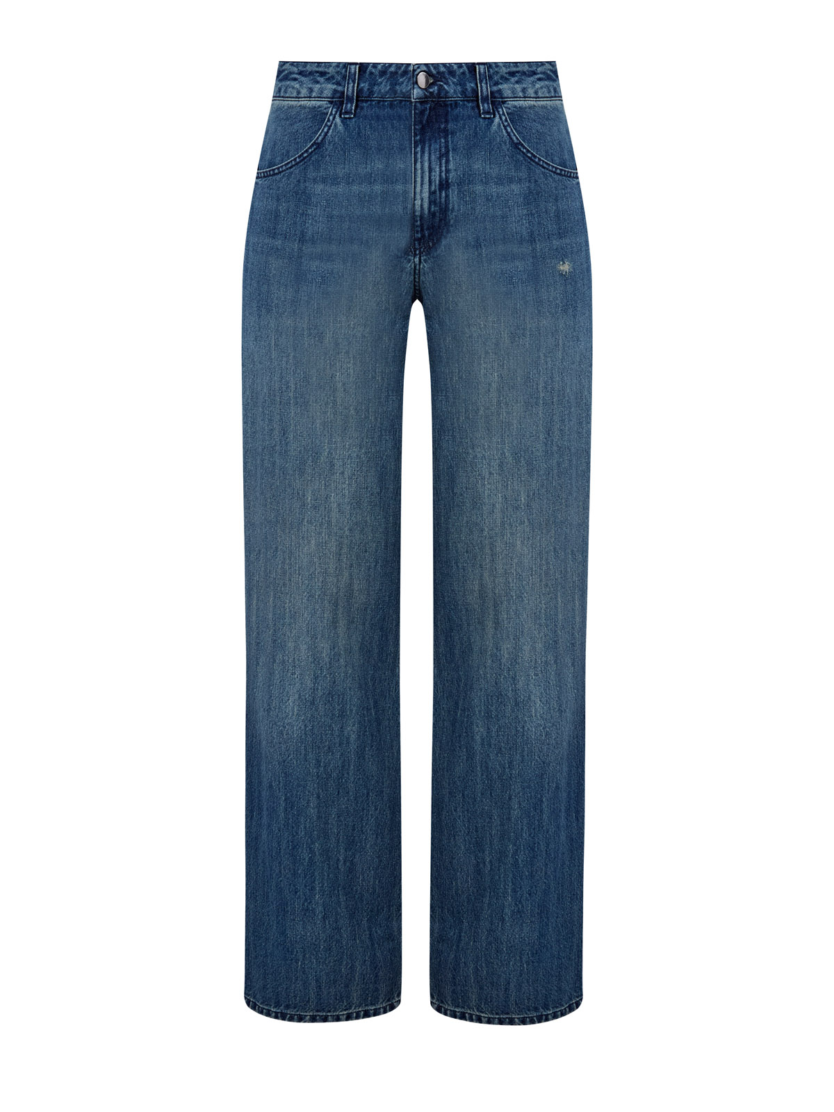 Джинсы с винтажным эффектом и деталью из кожи на поясе 53010₽