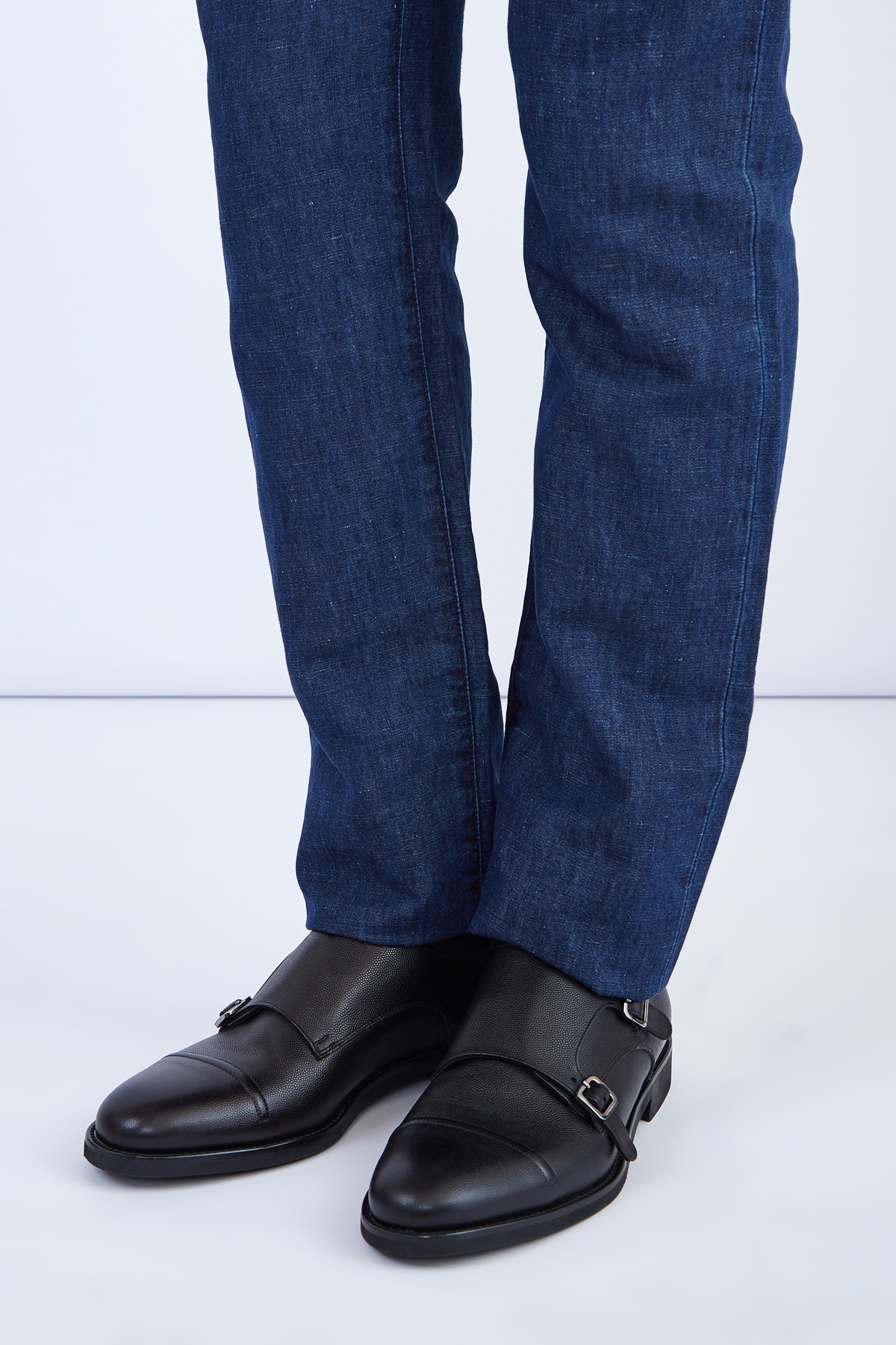 Туфли-монки из фактурной телячьей кожи MORESCHI, цвет черный, размер 40;40.5;41;42;43.5;44 - фото 2