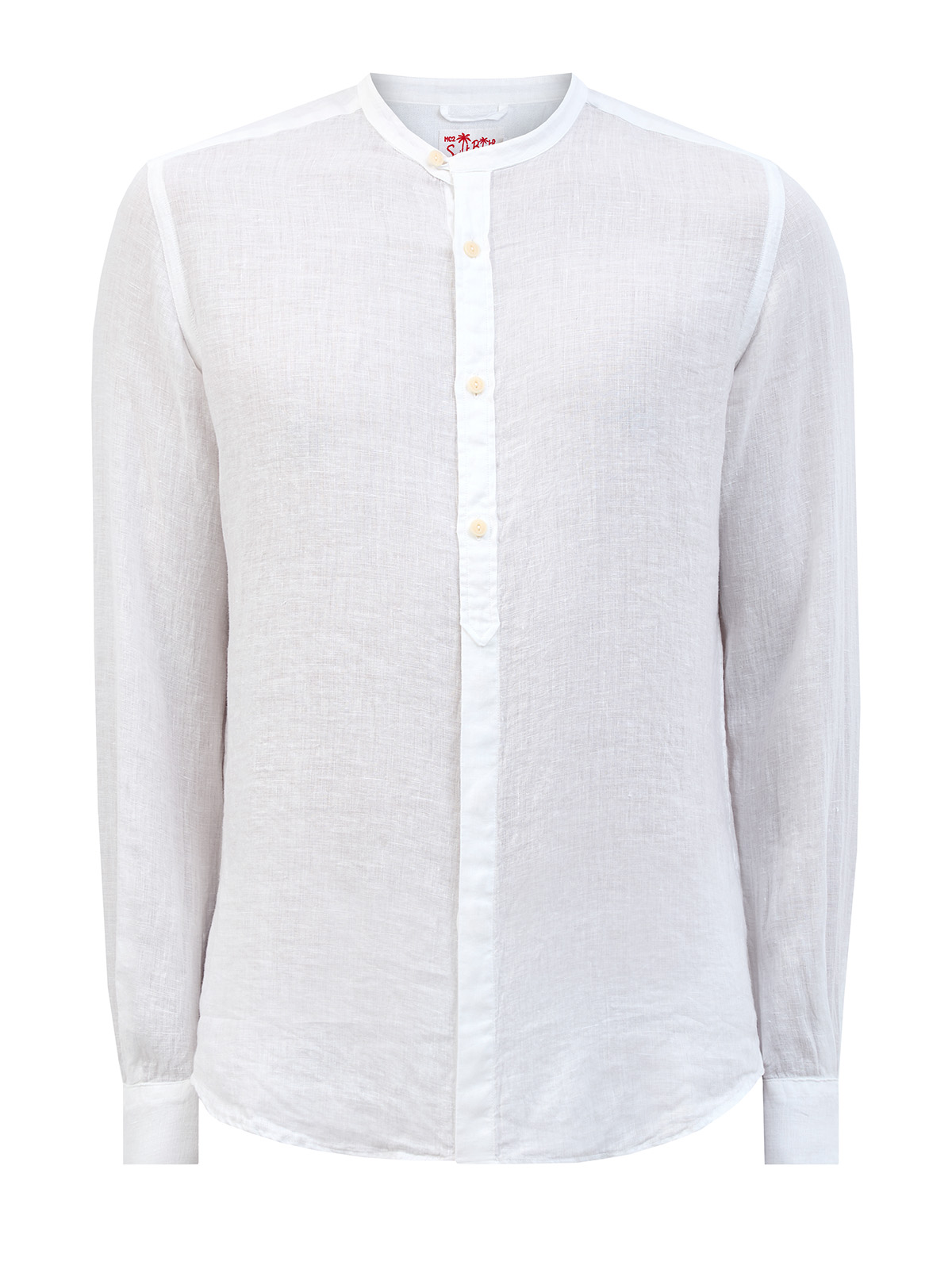 Белая рубашка из тонкой льняной ткани с корейским воротом MC2 SAINT BARTH, цвет белый, размер 48;50;52;54 - фото 1