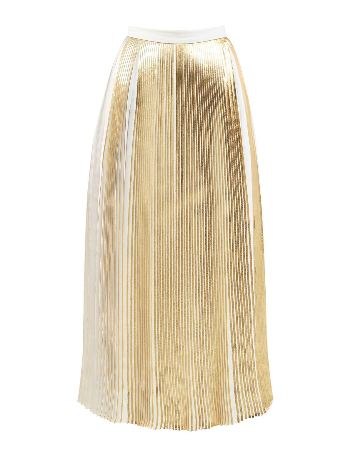 Плиссированная юбка-миди с металлизированным напылением VALENTINO, цвет золотистый, размер 40;42;44;38 - фото 1