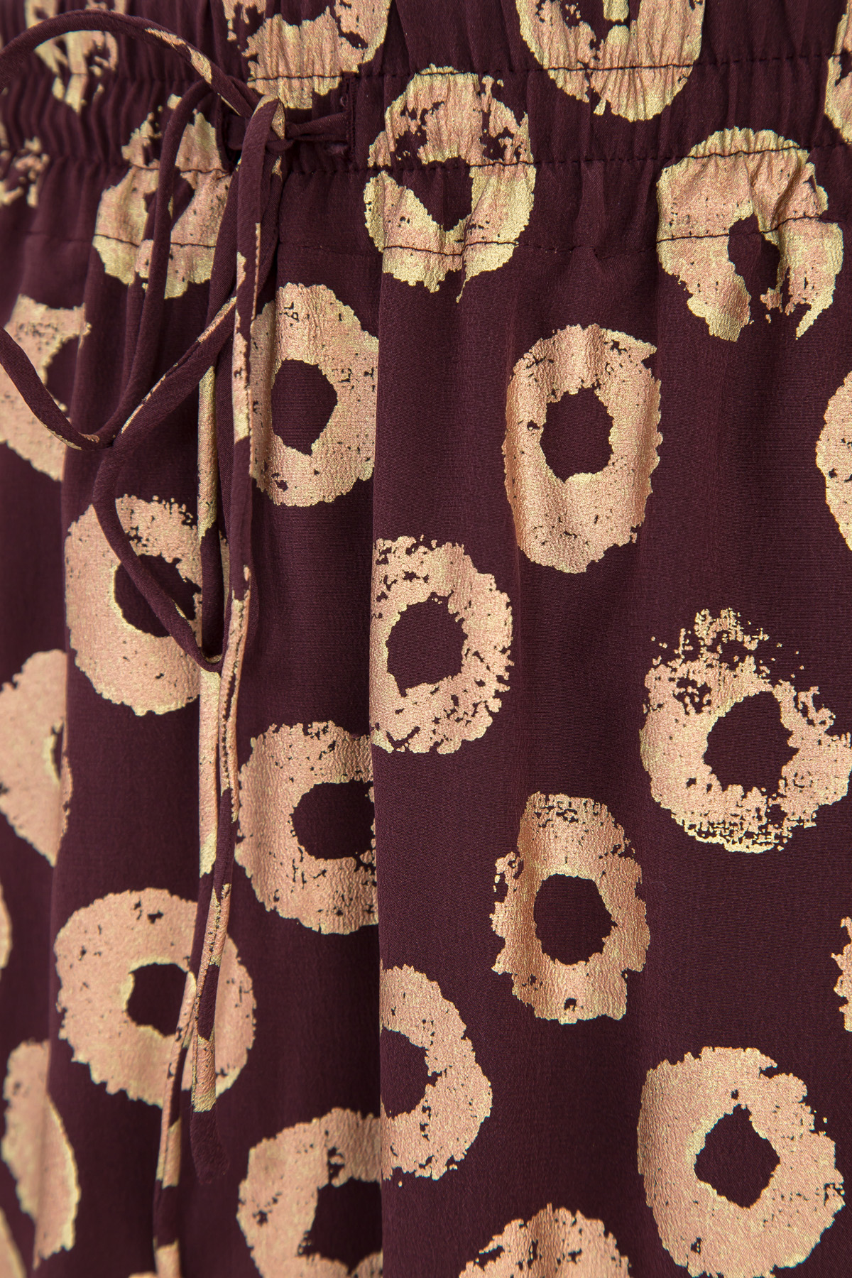 Шелковая юбка-макси с золотистым принтом VALENTINO, цвет бордовый, размер 42 - фото 5