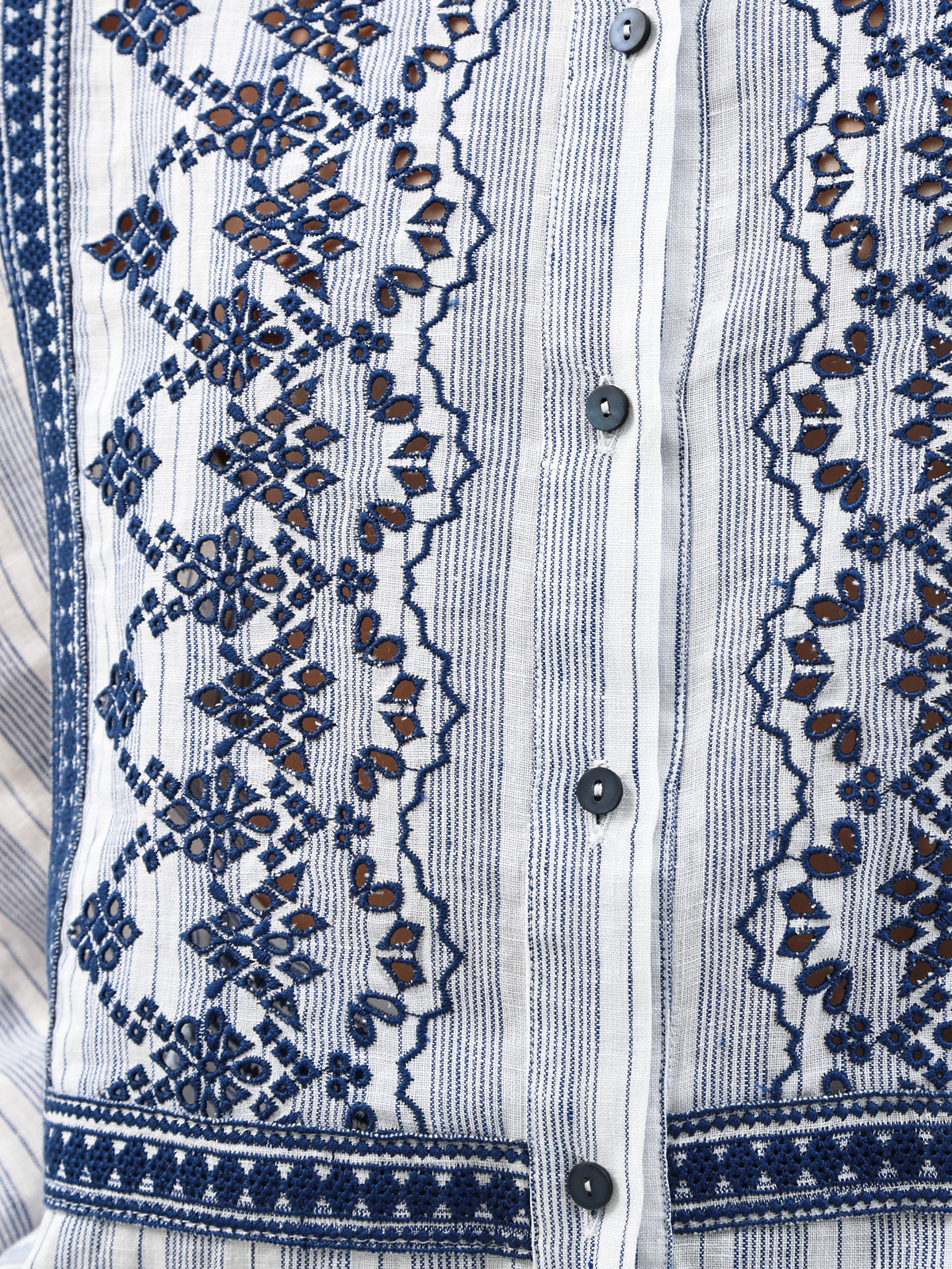 Рубашка ручной работы с ажурной вышивкой и принтом ERMANNO SCERVINO, цвет белый, размер 40;42;44 - фото 5
