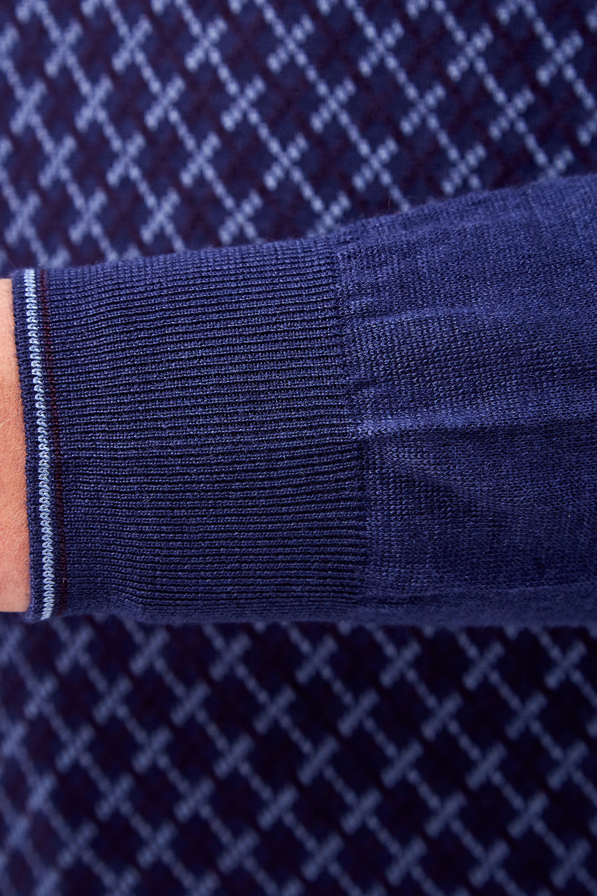 Джемпер из кашемира и шерсти с ромбическим принтом BERTOLO CASHMERE, цвет синий, размер 52;54;60;50 - фото 5