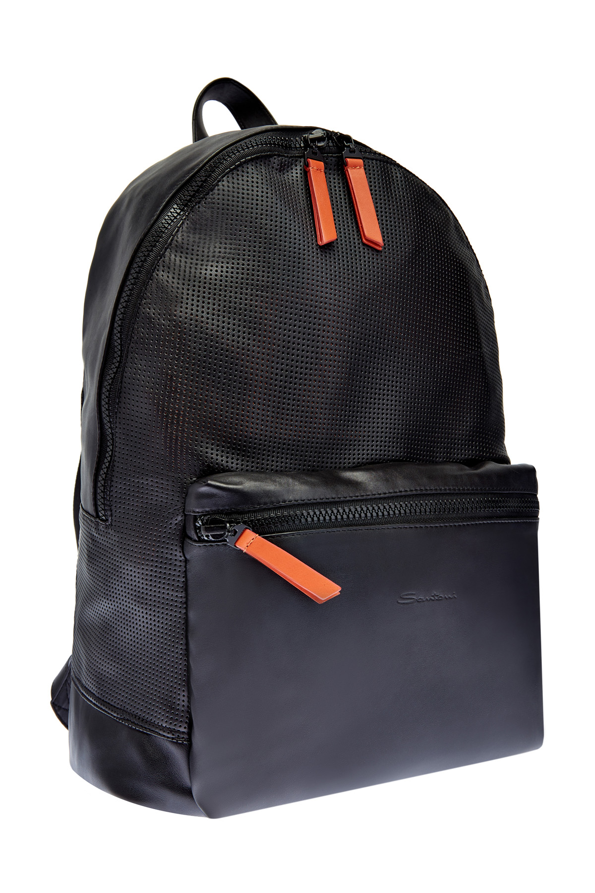 Складываемый рюкзак из перфорированной кожи SANTONI, цвет черный, размер 36;37;37.5;39;38 - фото 3