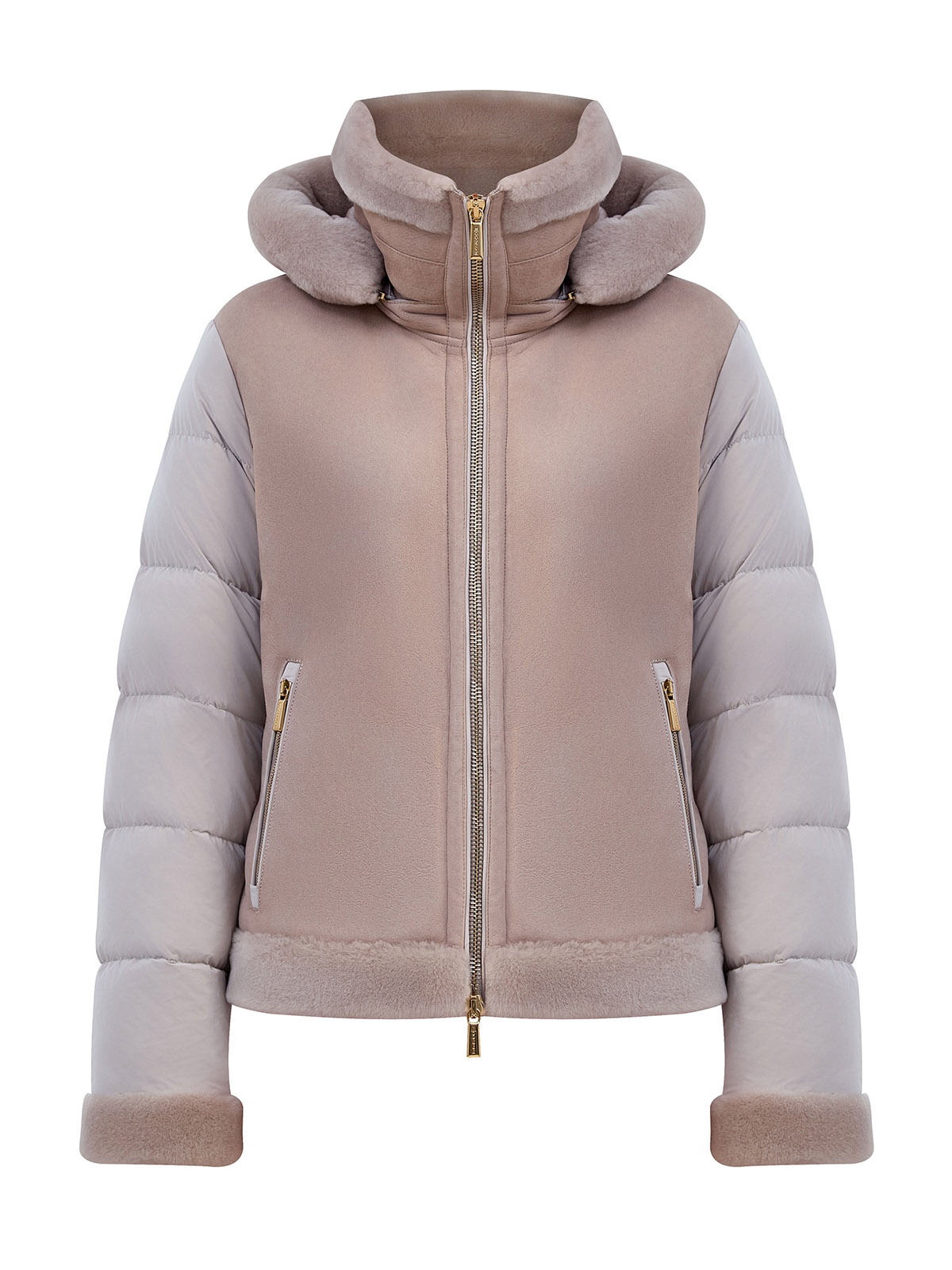 Дубленка с отделкой из овчины и съемным капюшоном