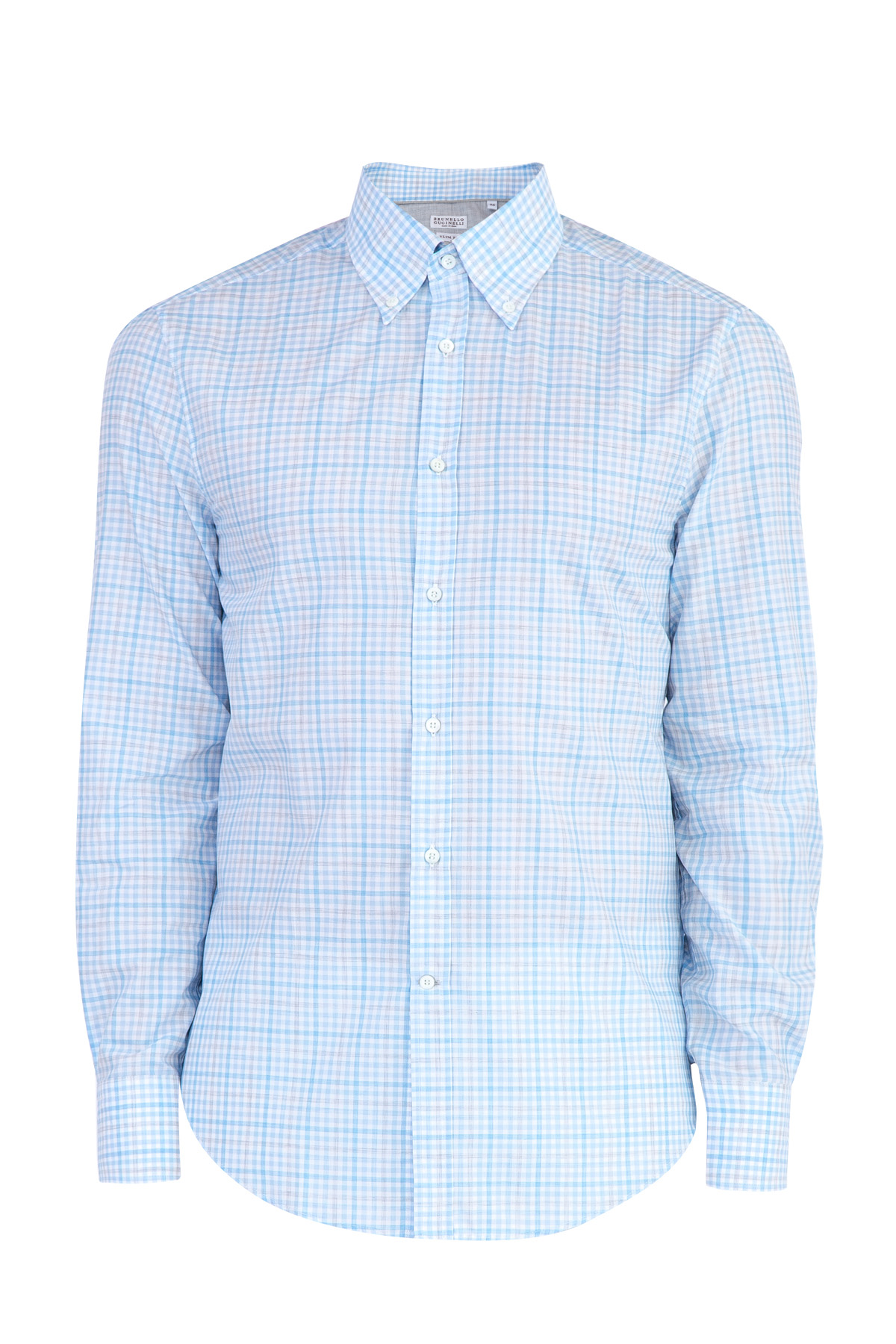 

Рубашка кроя slim fit из легкого поплина с легким клетчатым узором, Голубой