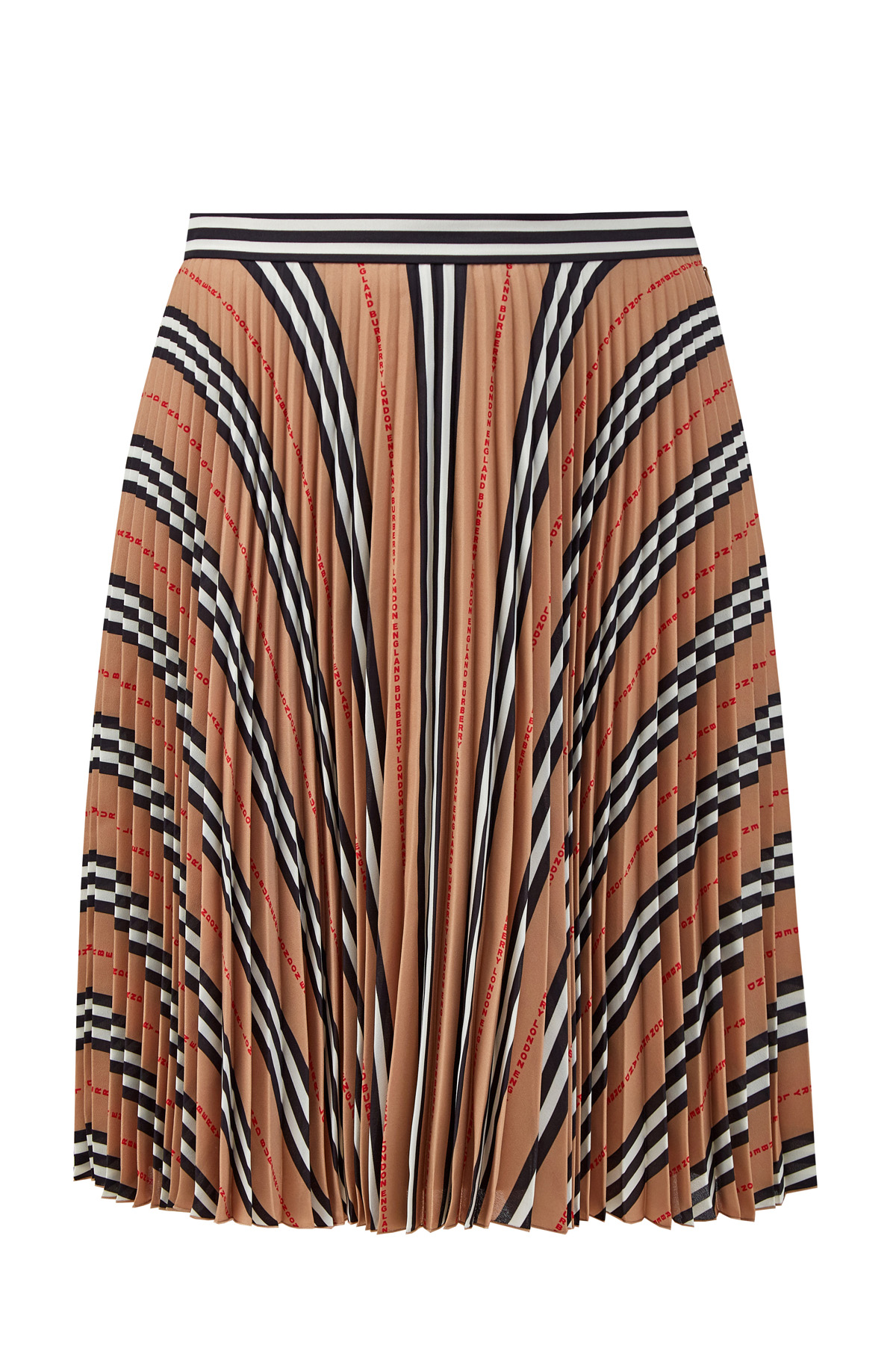 Плиссированная юбка с графическим принтом BURBERRY, цвет мульти, размер L;M - фото 1