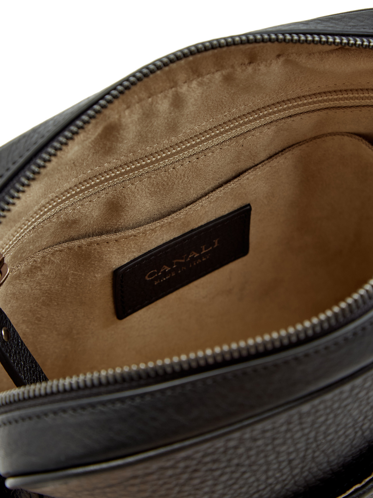 Кожаная сумка-мессенджер с регулируемым плечевым ремнем CANALI, цвет черный, размер 52;54;56;50 - фото 7