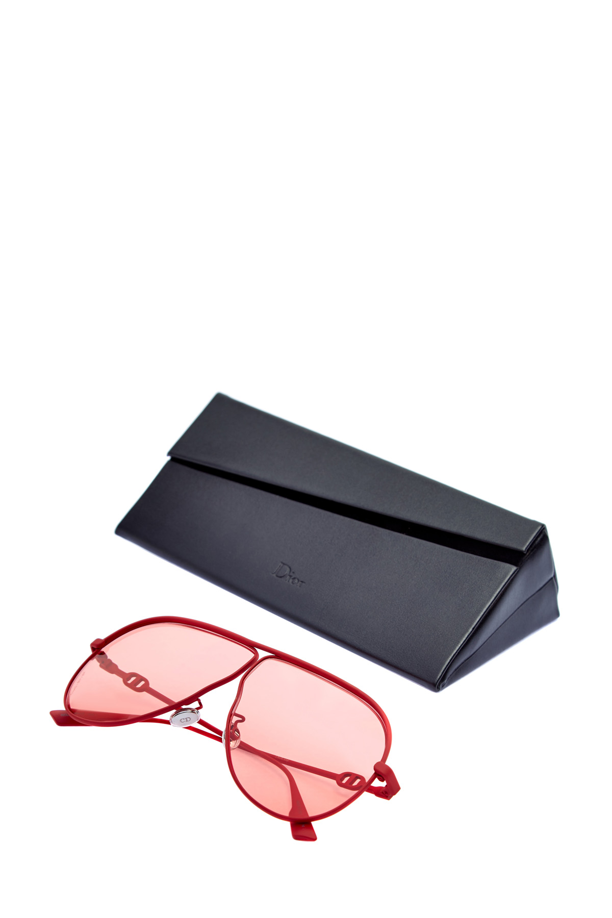 Очки-авиаторы в тонкой прорезиненной оправе DIOR (sunglasses) women, цвет красный, размер XL - фото 5