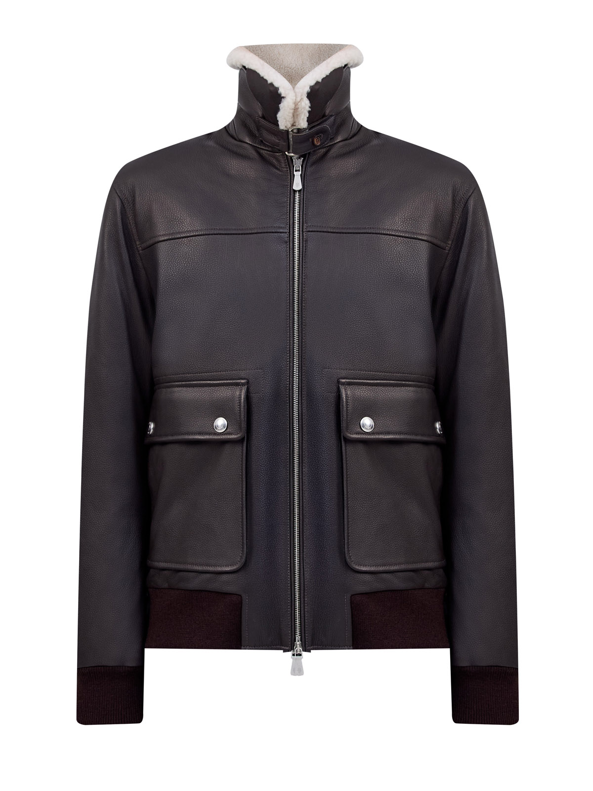 Утепленная куртка-авиатор из мягкой кожи и овчины 323820₽