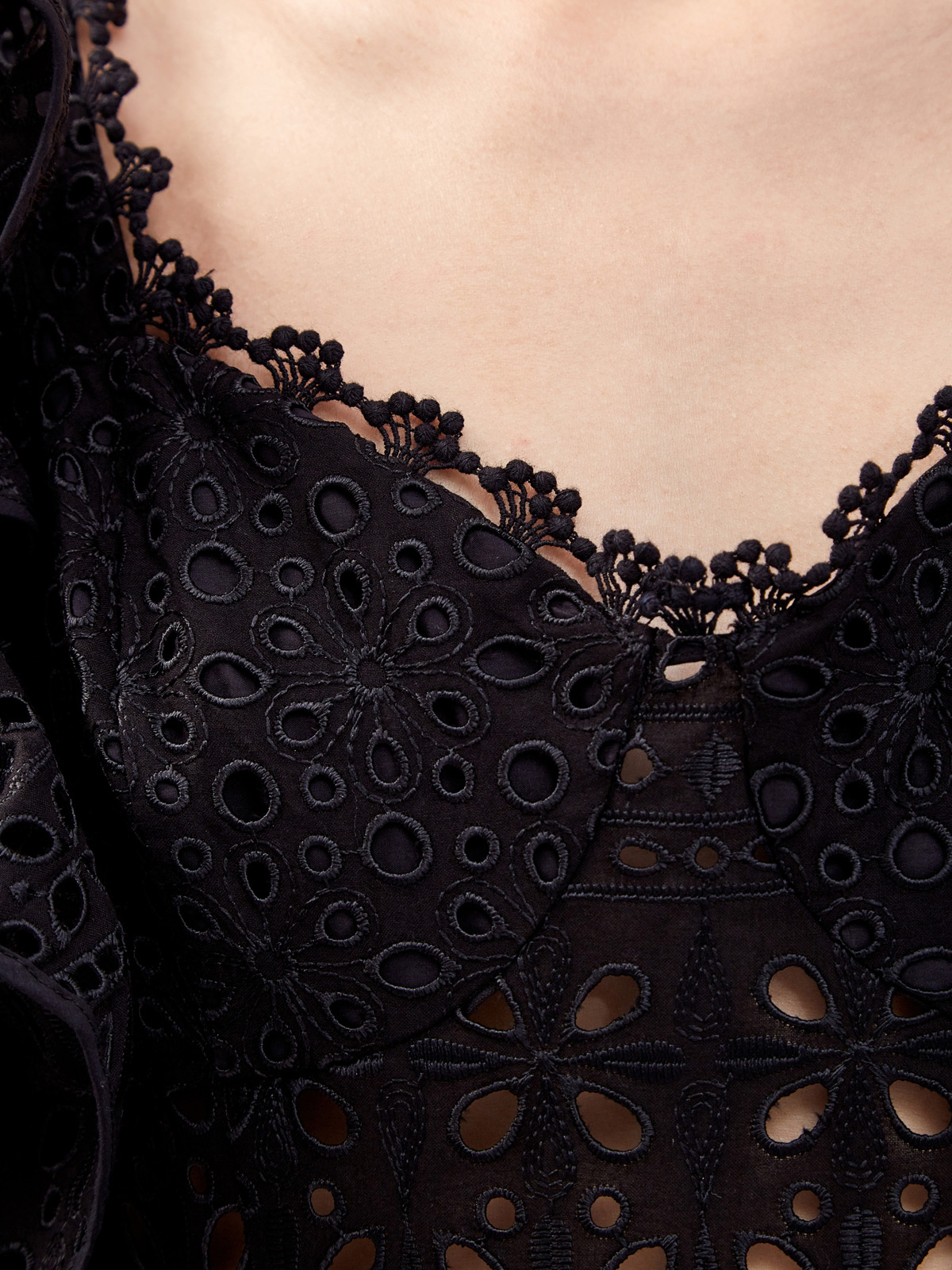 Кружевное платье-макси с широким поясом и оборками CHARO RUIZ IBIZA, цвет черный, размер S - фото 5