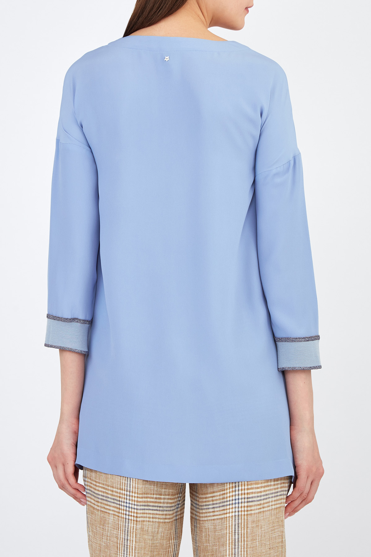 Блуза свободного кроя с трикотажными манжетами LORENA ANTONIAZZI, цвет голубой, размер 40;42 - фото 4