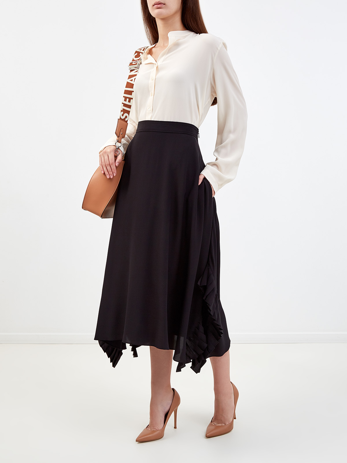 Шелковая юбка Ashlyn с асимметричным подолом STELLA McCARTNEY, цвет черный, размер M;L;XL;2XL;S - фото 2