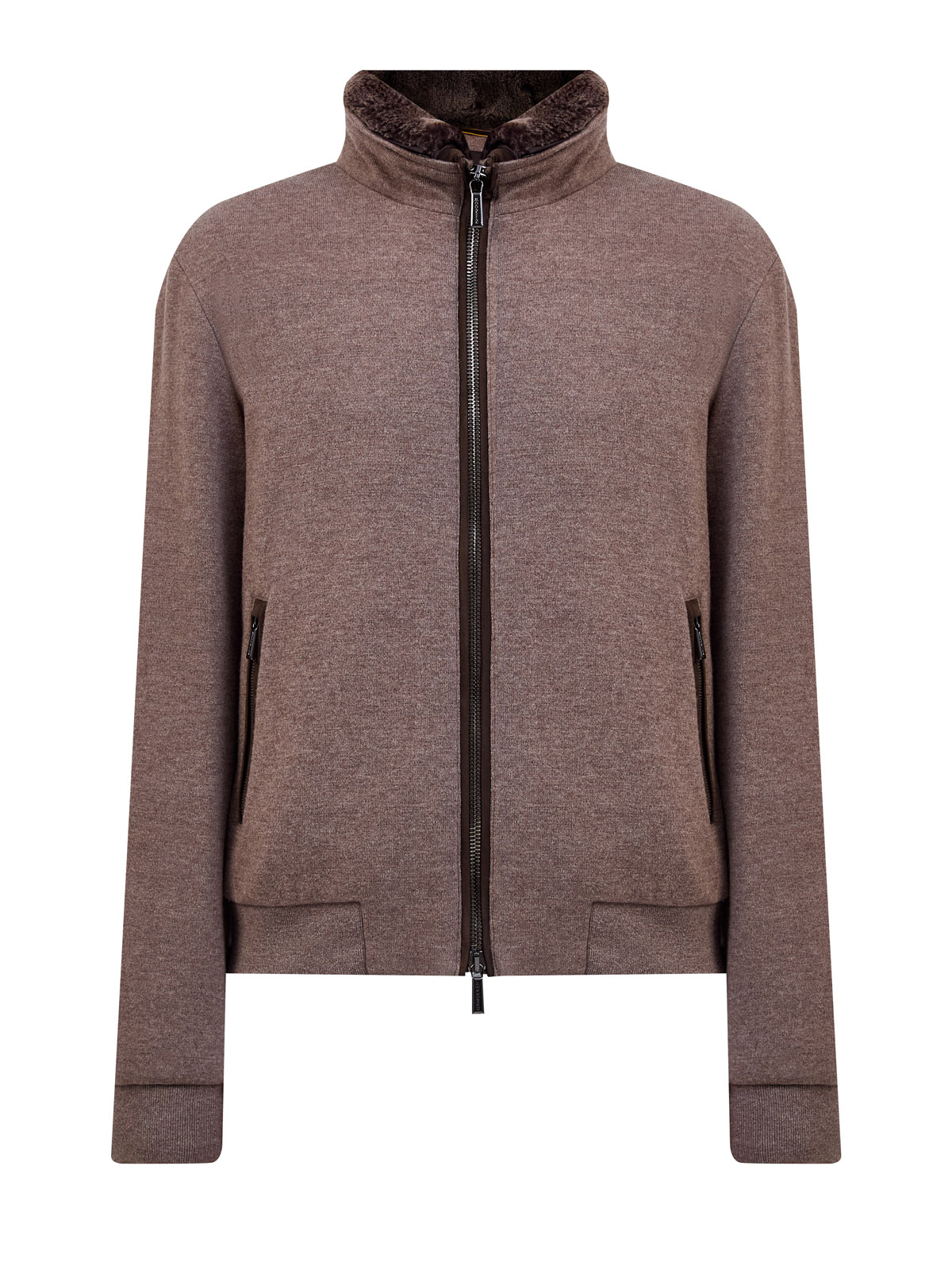 Пуховый бомбер из шерсти и кашемира с меховой отделкой 269800₽