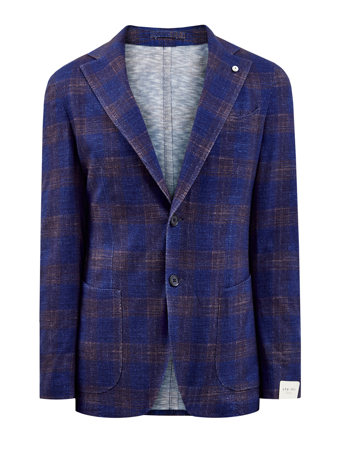 Пиджак в неаполитанском стиле с мелованным принтом в клетку L.B.M. 1911, цвет синий, размер 48;50;52;54;56;58;46