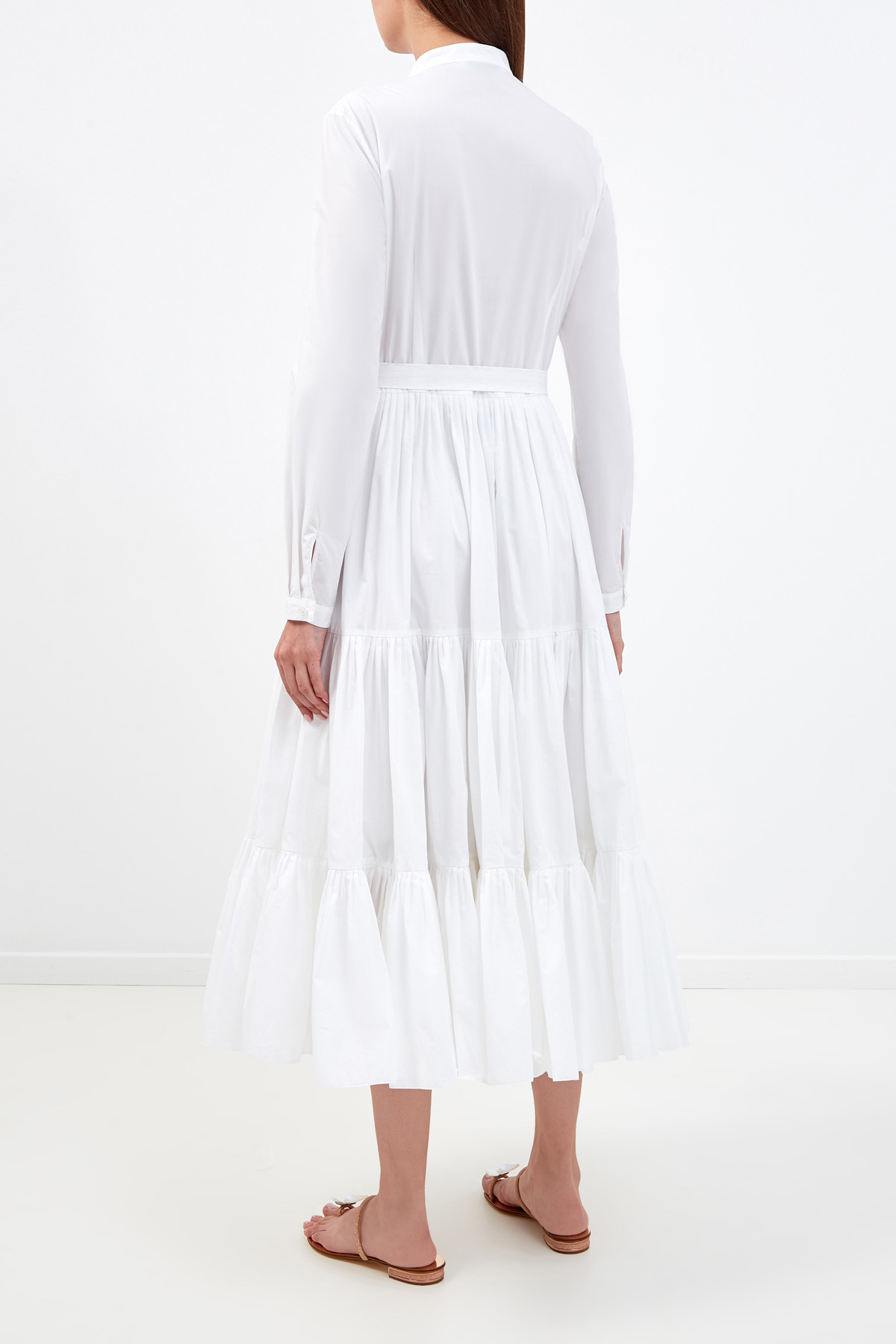 Белое платье-рубашка из хлопкового поплина с архитектурным подолом ALEXANDER TEREKHOV, цвет белый, размер 42 - фото 4