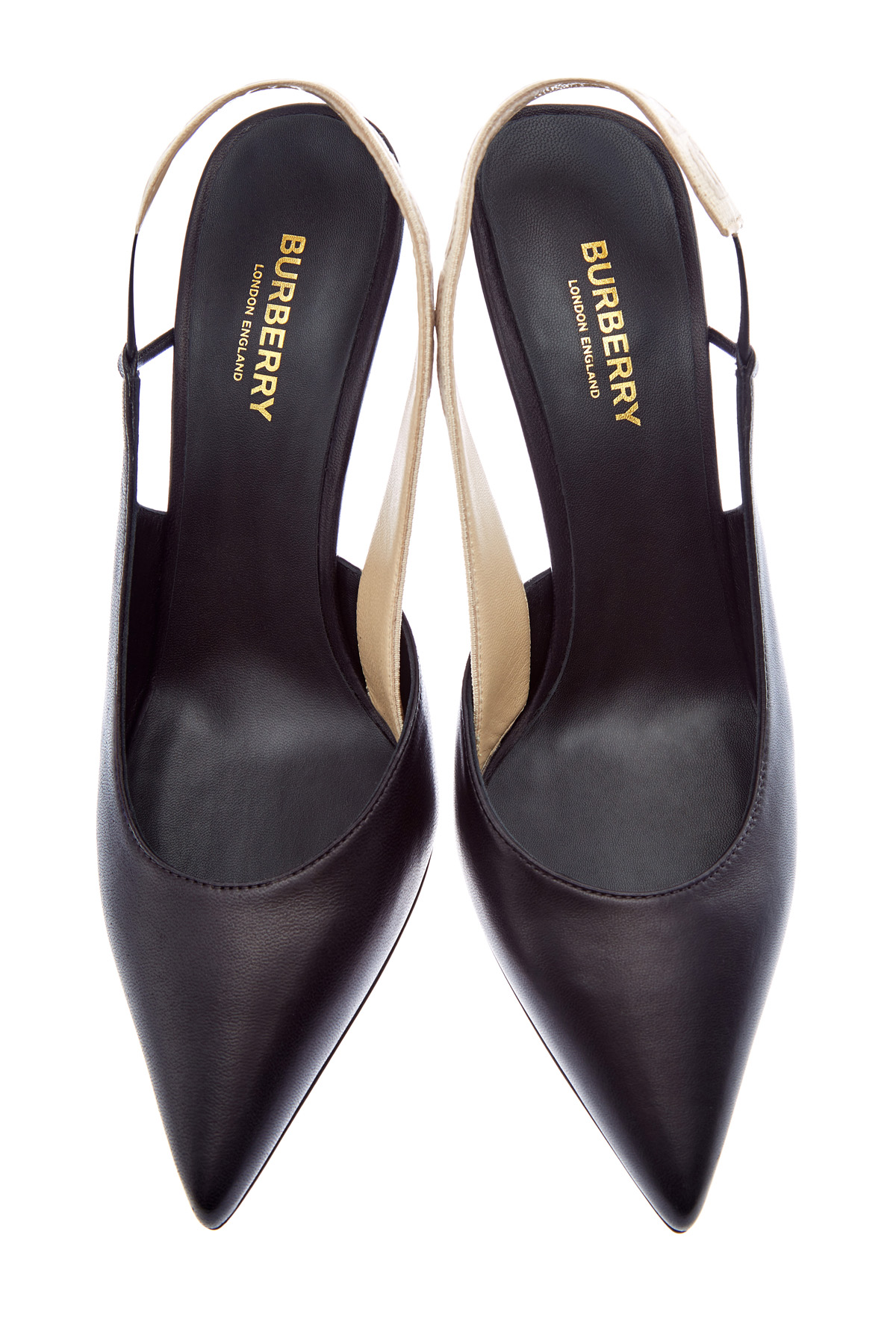Туфли-лодочки из кожи ягненка с контрастными лентами BURBERRY, цвет черный, размер 37.5 - фото 5
