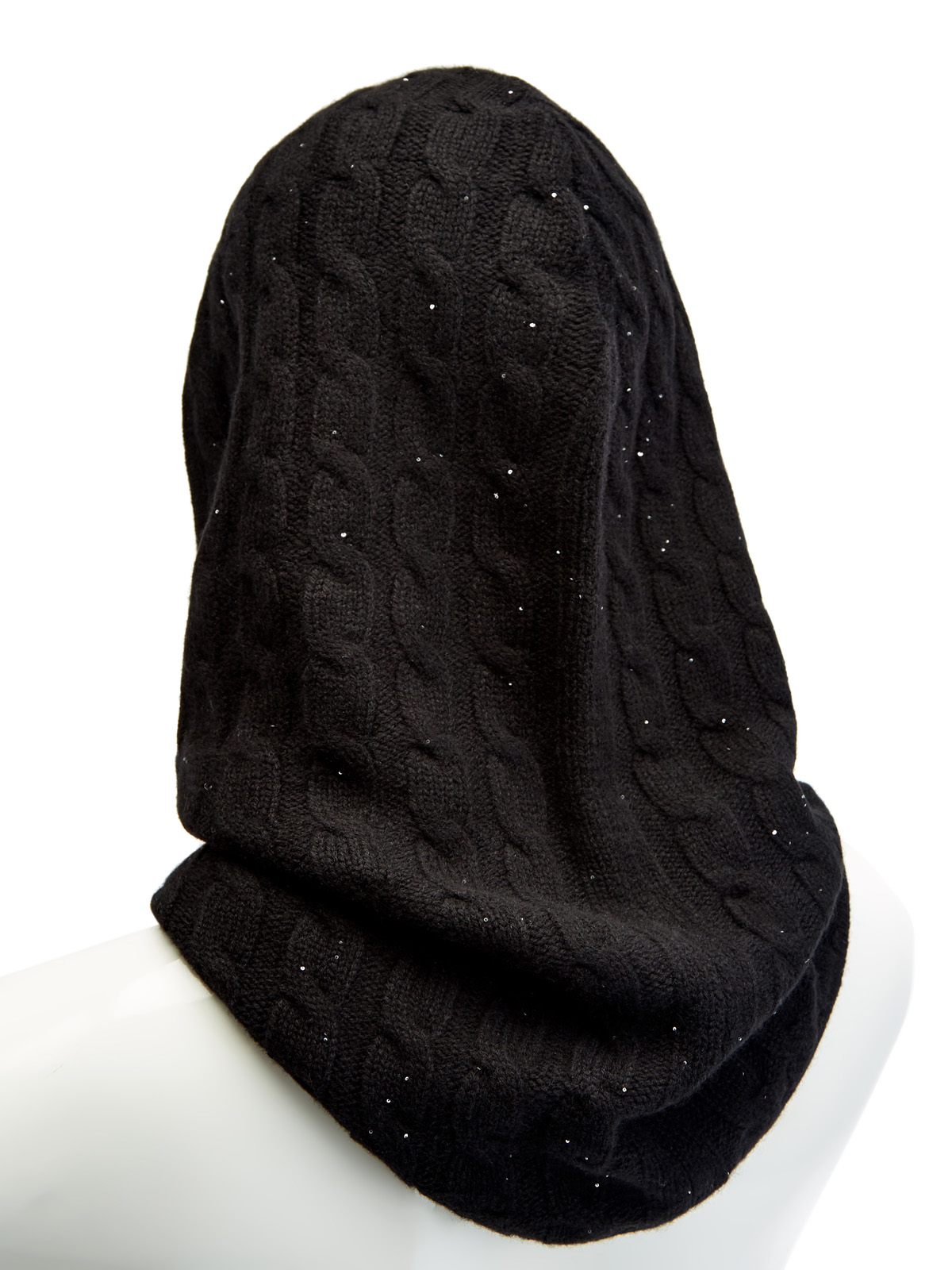 Кашемировый капор с вплетенными мерцающими пайетками RE VERA, цвет черный, размер 40.5;41;41.5;42;43;43.5;44;42.5 - фото 2