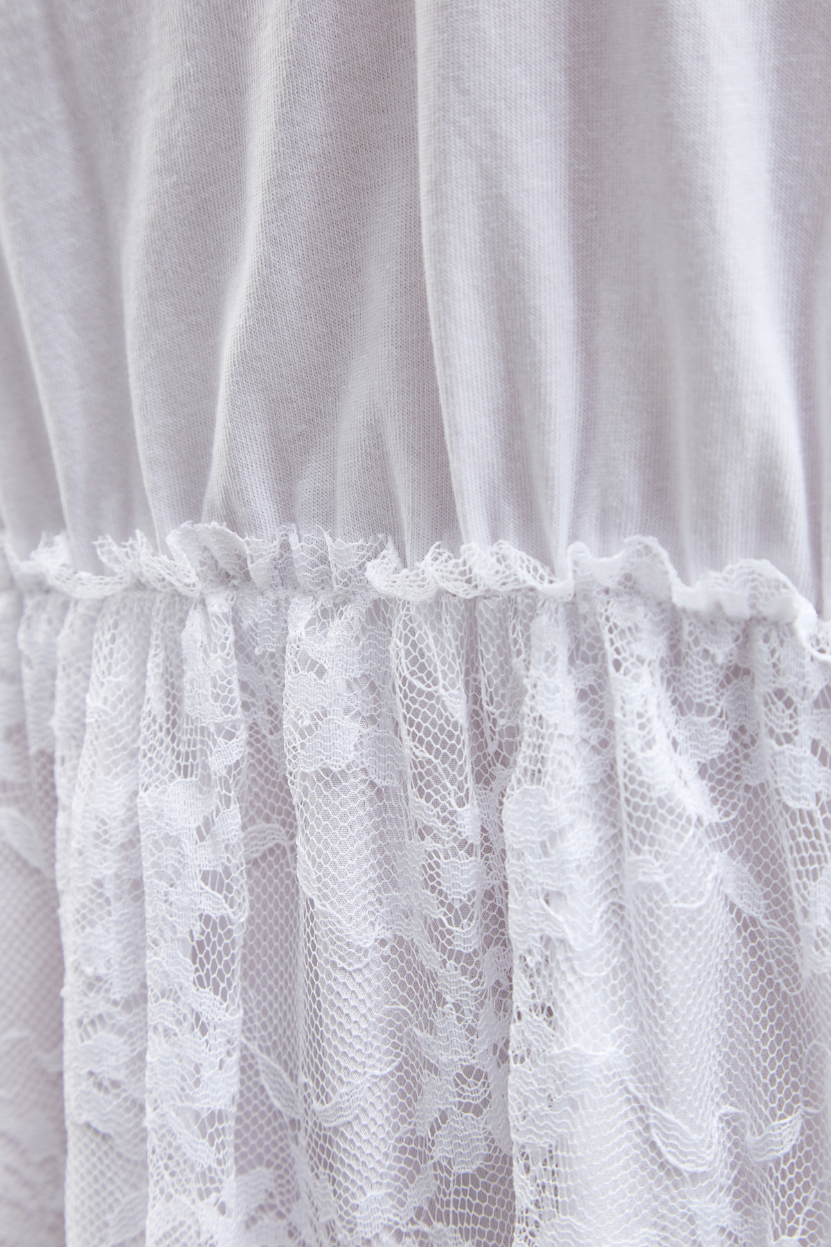 Платье-футболка из хлопкового джерси с кружевным подолом-плиссе REDVALENTINO, цвет белый, размер 42;44;40 - фото 5