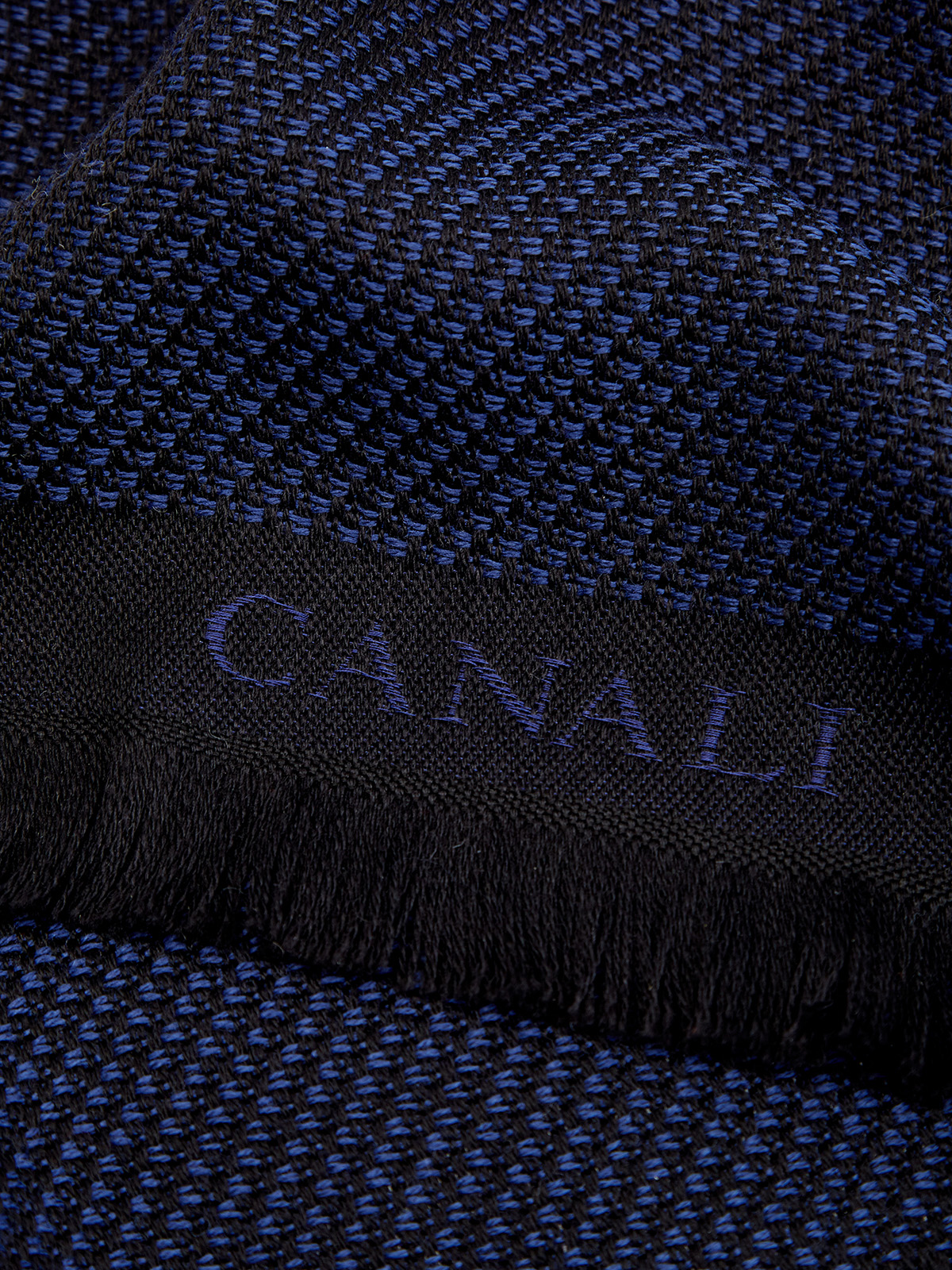 Шарф из шерсти с вязаным узором all-over CANALI, цвет синий, размер 41.5;44;45 - фото 2