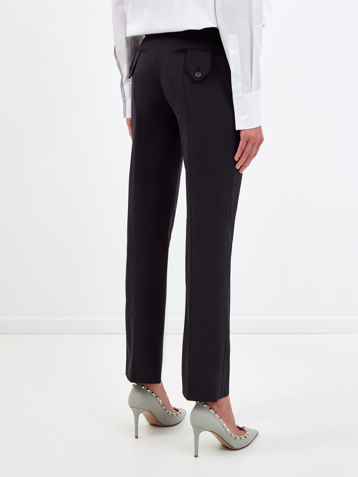 Строгие брюки из костюмной шерстяной ткани VALENTINO, цвет черный, размер 38;40;42;44 - фото 4