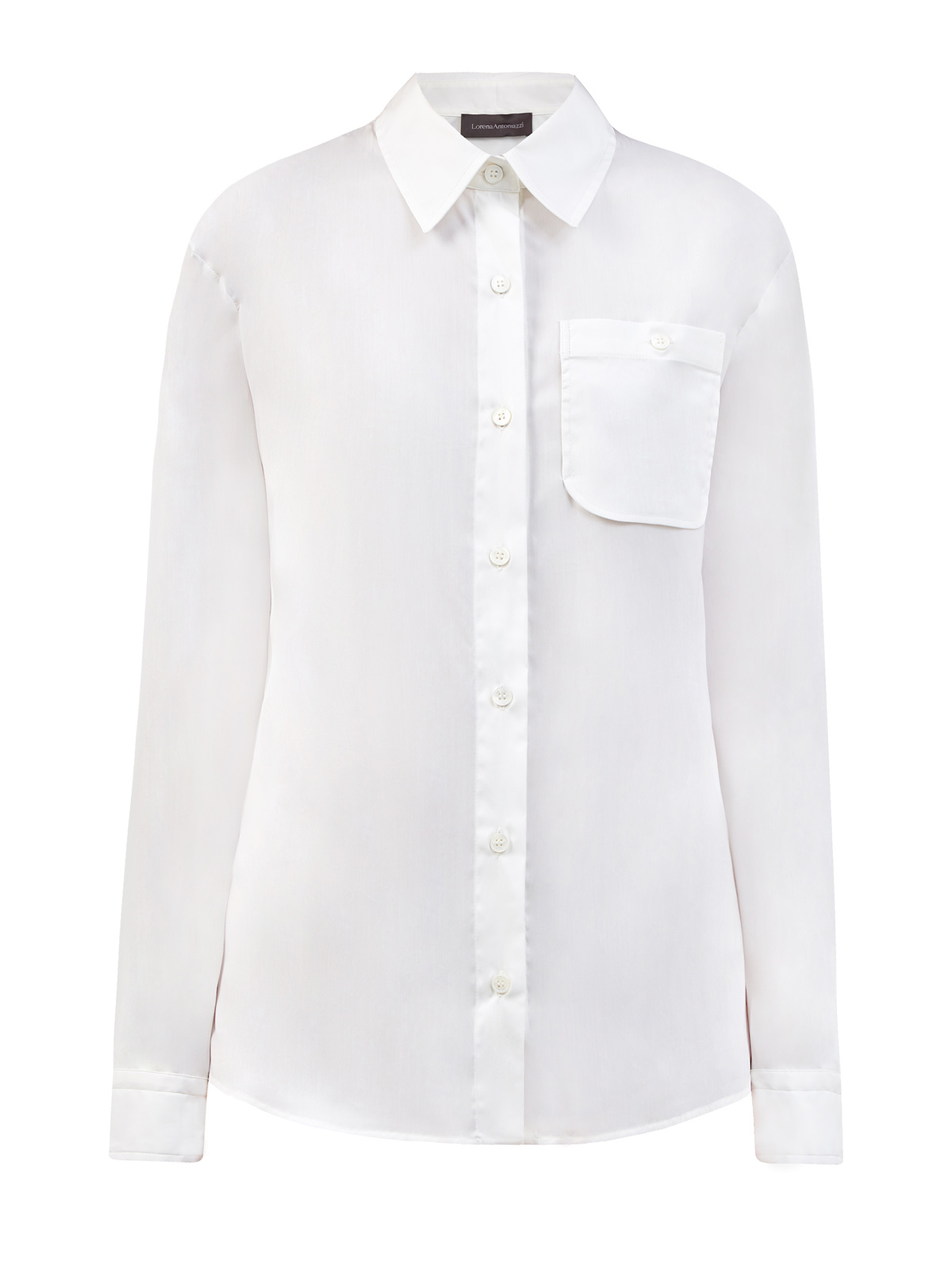 Рубашка из гладкого хлопка с нашивкой ручной работы LORENA ANTONIAZZI, цвет белый, размер 40;42;44;46;48